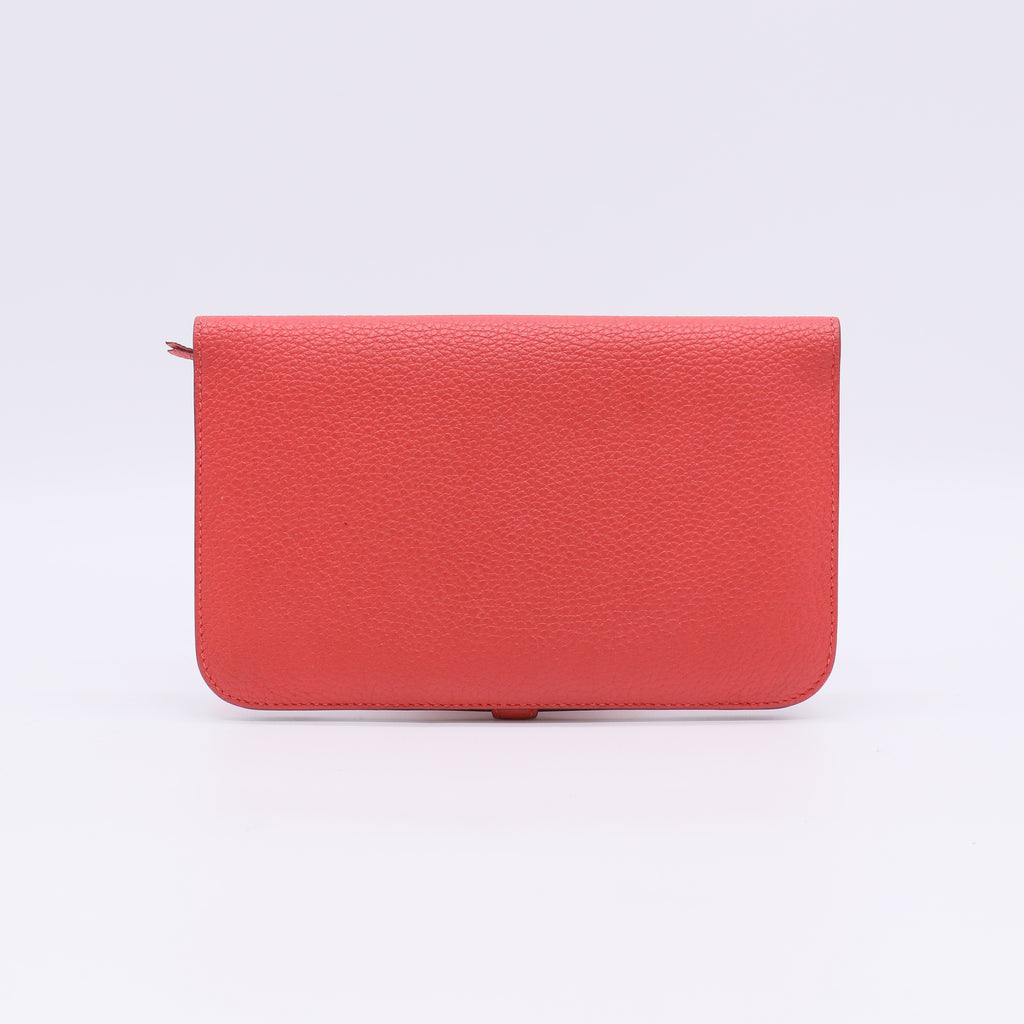 Red Clemence Dogon Long Wallet Leather Pony-style calfskin W22482