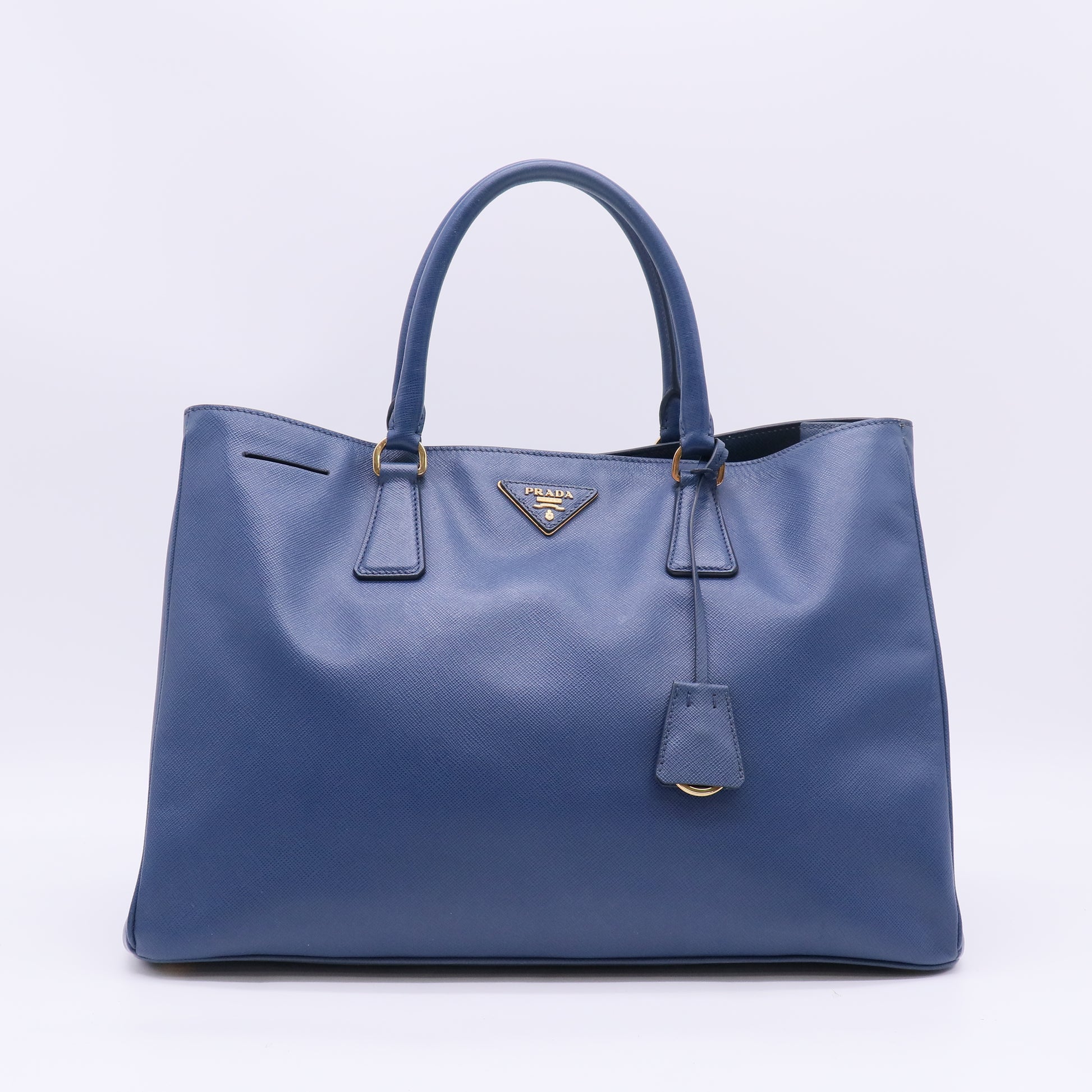 Blue Saffiano Lux Leather Large Tote Bag B23884