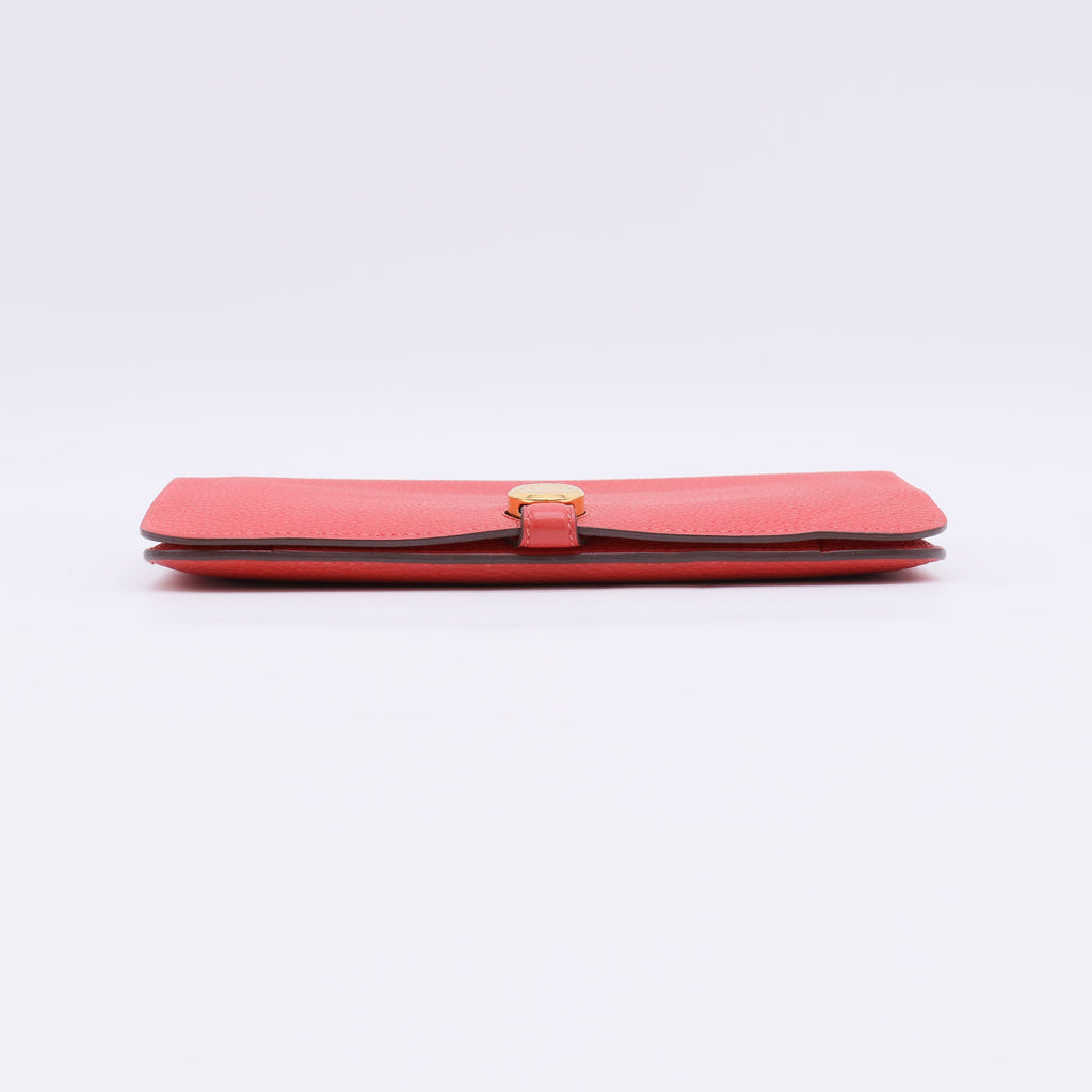 Red Clemence Dogon Long Wallet Leather Pony-style calfskin W22482