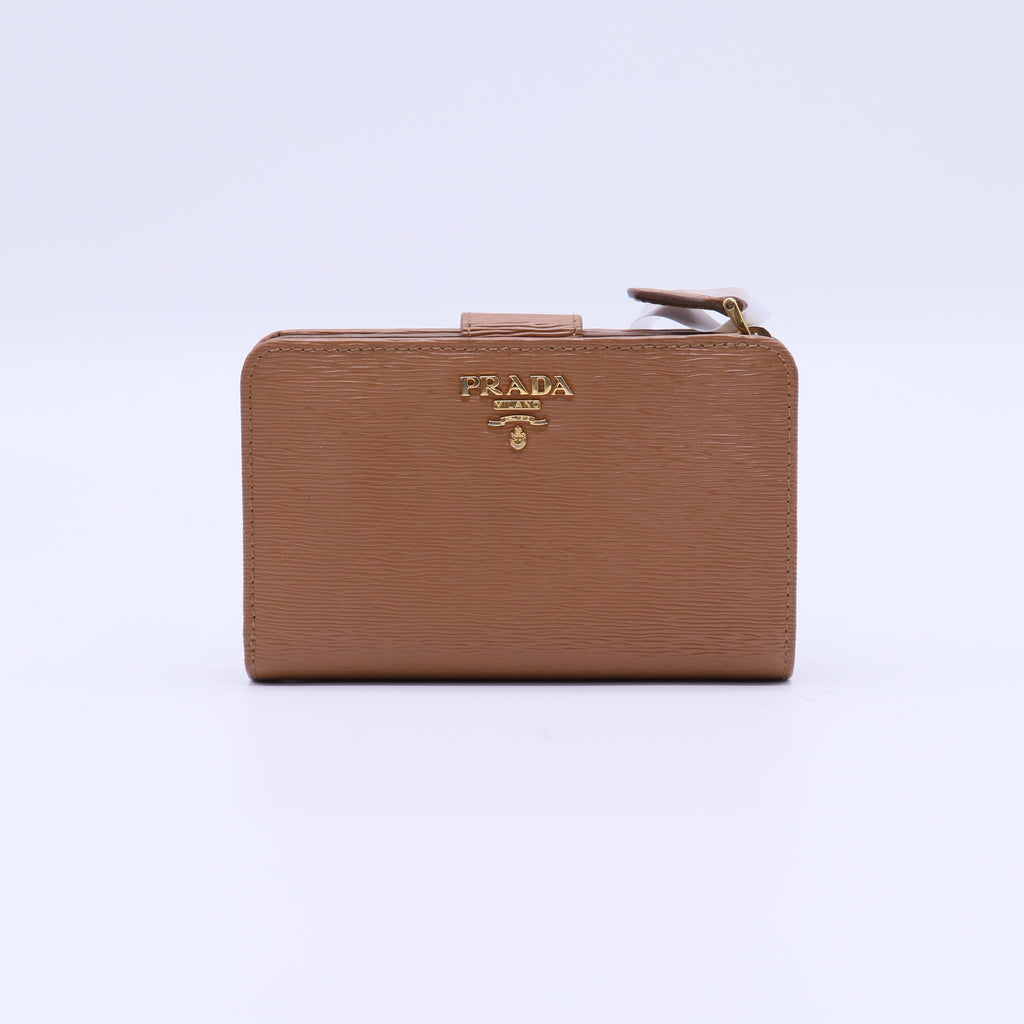 Prada Nude Saffiano Metal Leather Lampo Wallet W21482