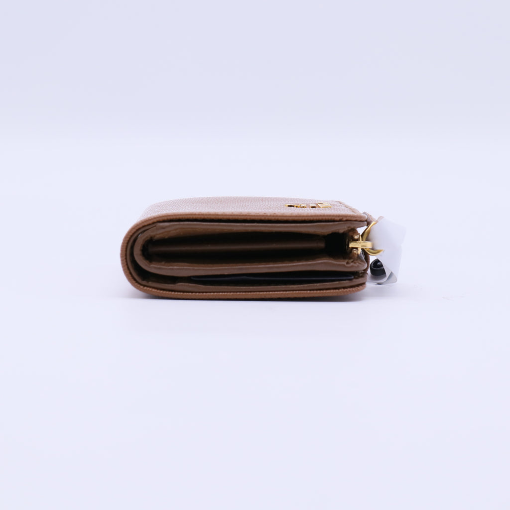 Prada Nude Saffiano Metal Leather Lampo Wallet W21482