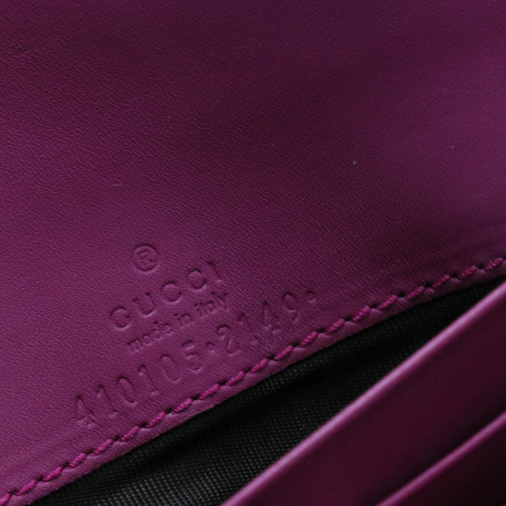 GG Supreme Monogram Calfskin Continental Wallet Beige Ebony Hibiscus Red New Rosette