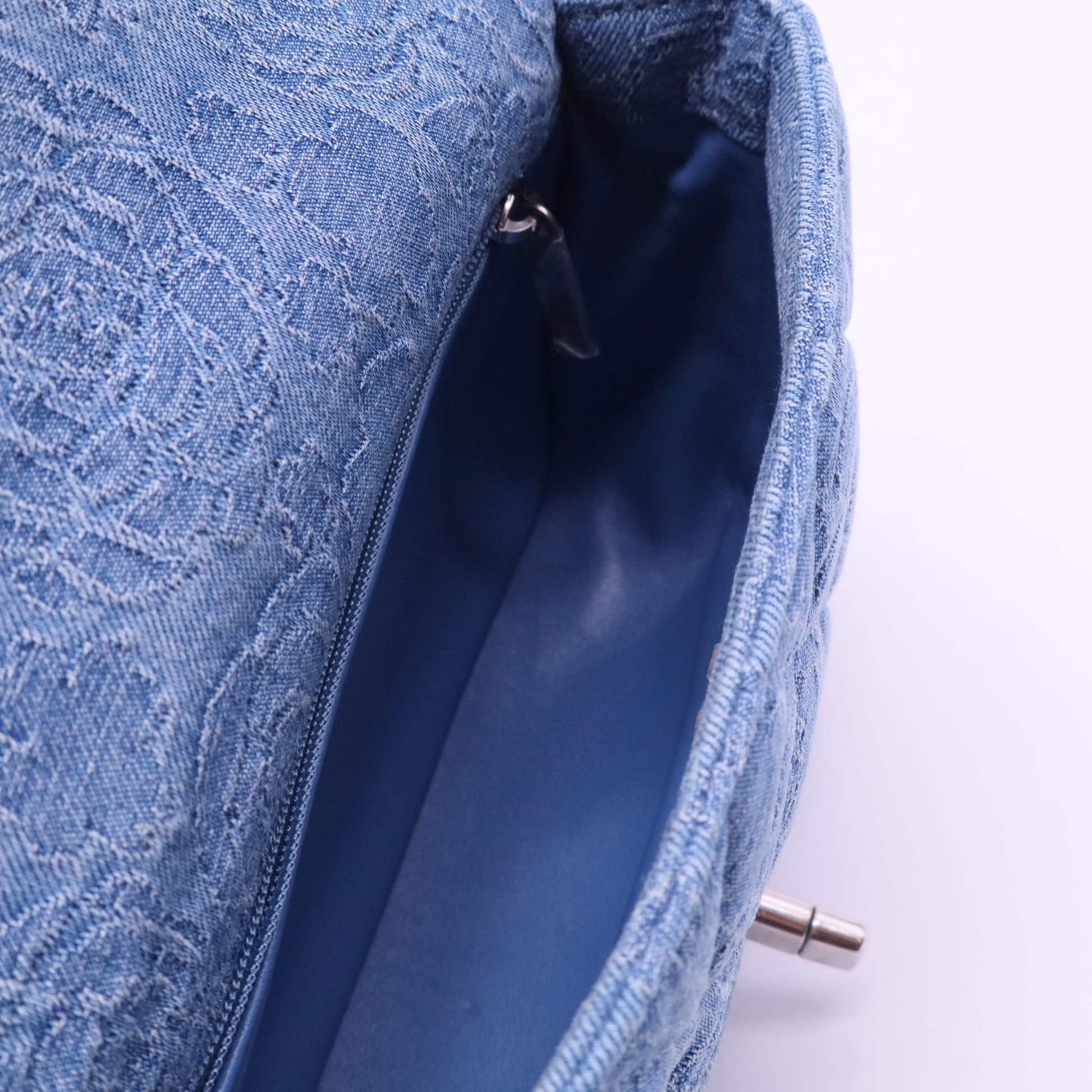 Denim Floral Jacquard Quilted Mini Flap Bag