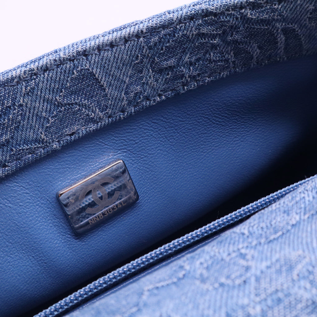 Denim Floral Jacquard Quilted Mini Flap Bag