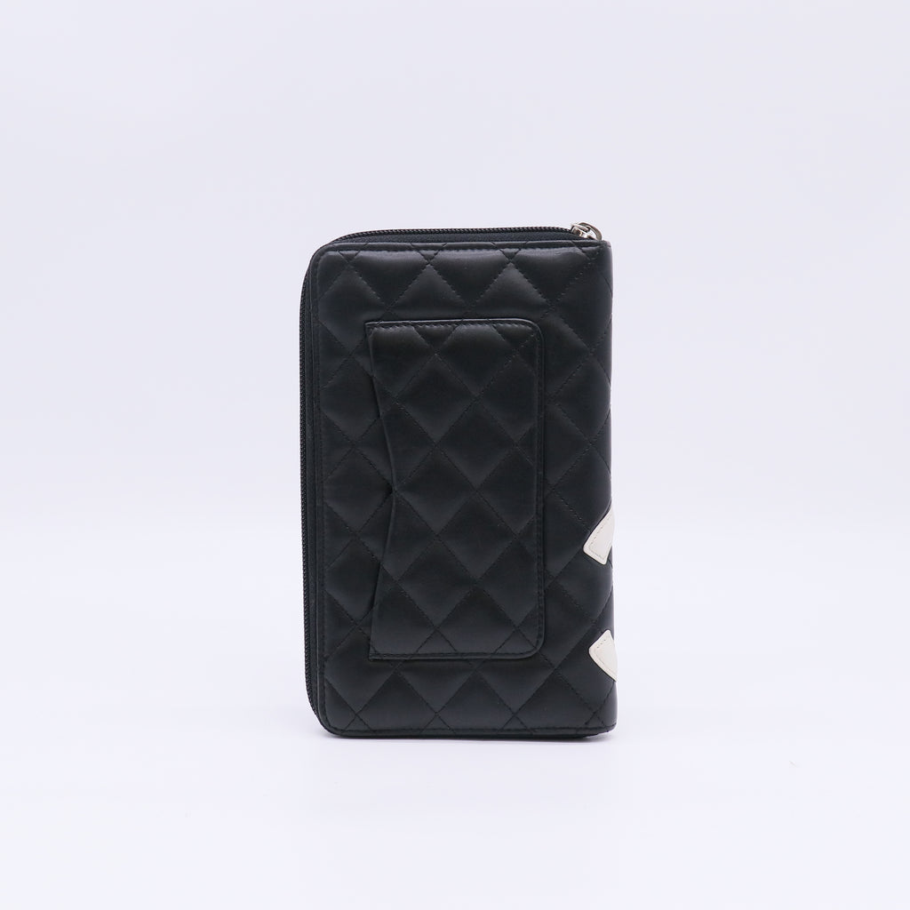 Calfskin Cambon Zip Around Organizer Wallet Black White W22518