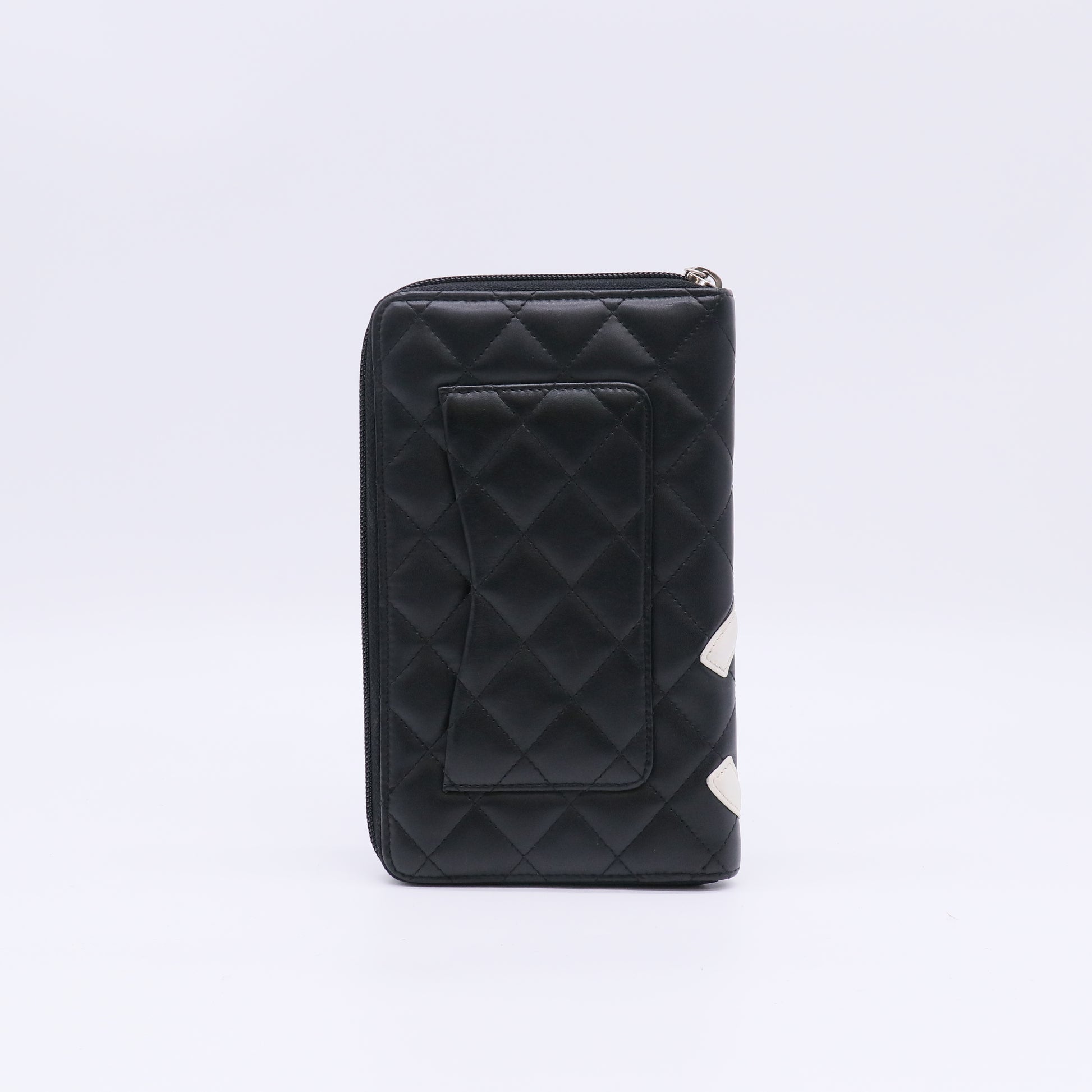 Calfskin Cambon Zip Around Organizer Wallet Black White W22518