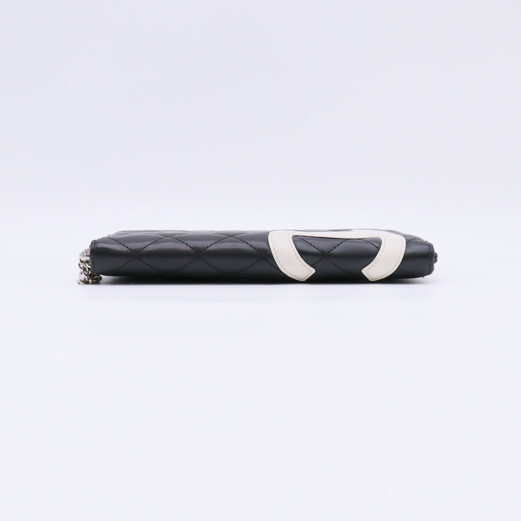 Calfskin Cambon Zip Around Organizer Wallet Black White W22518