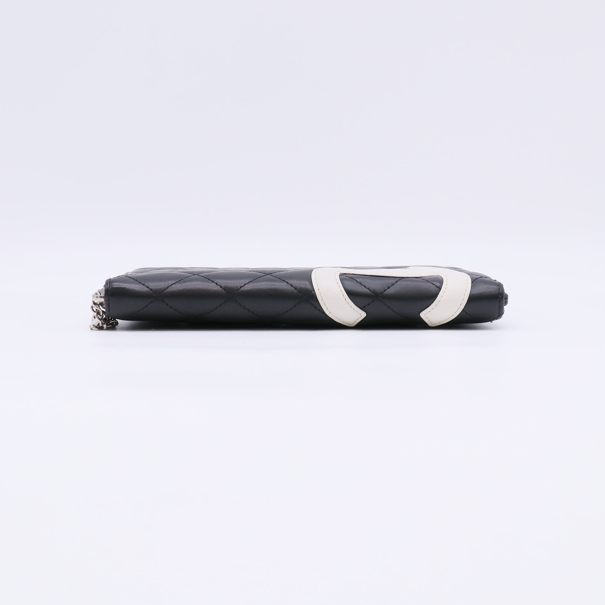 Calfskin Cambon Zip Around Organizer Wallet Black White W22518