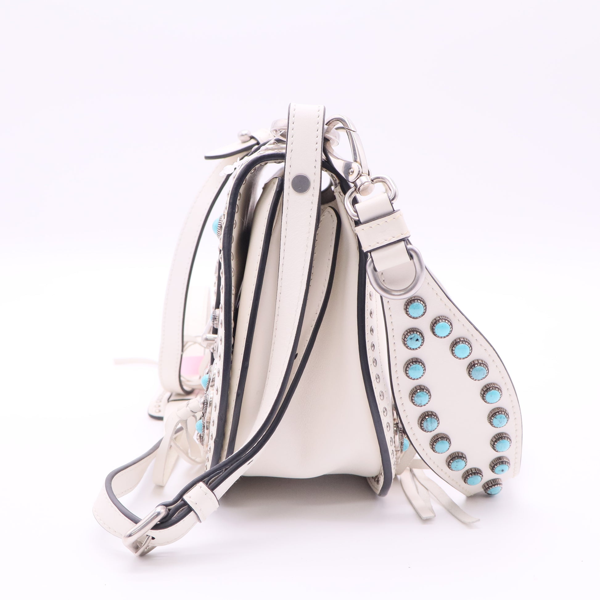 Prada City Folk Cahier Calfskin Studded Crossbody Bag twins