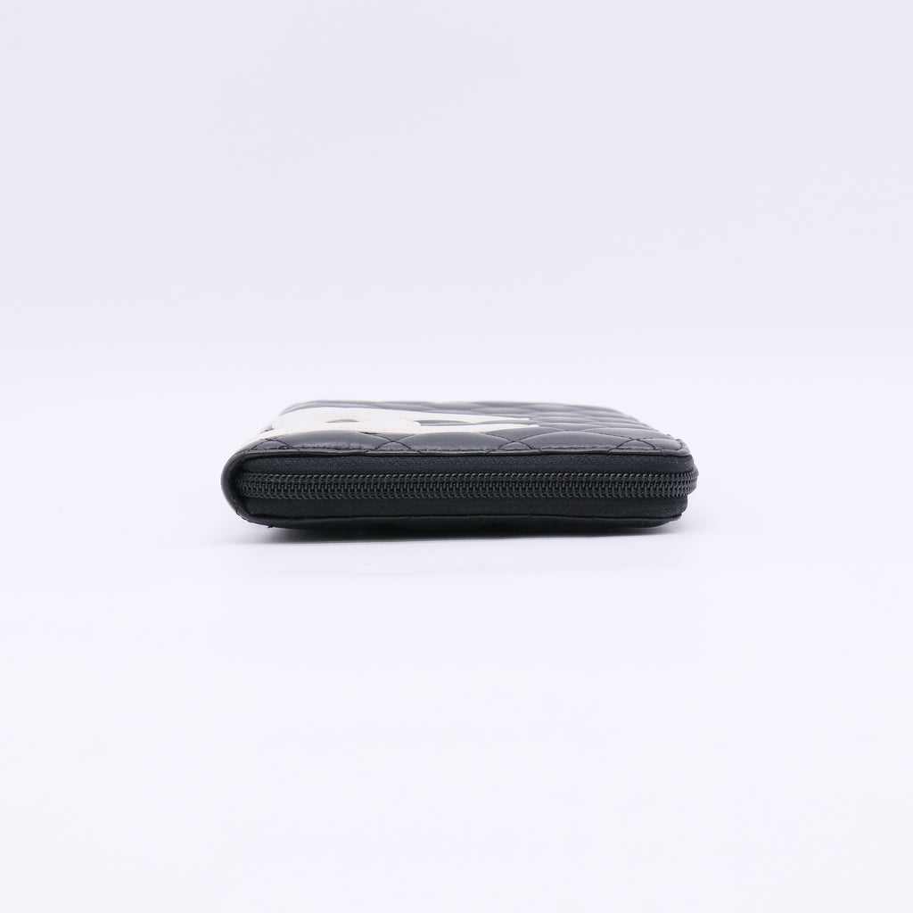 Calfskin Cambon Zip Around Organizer Wallet Black White W22518