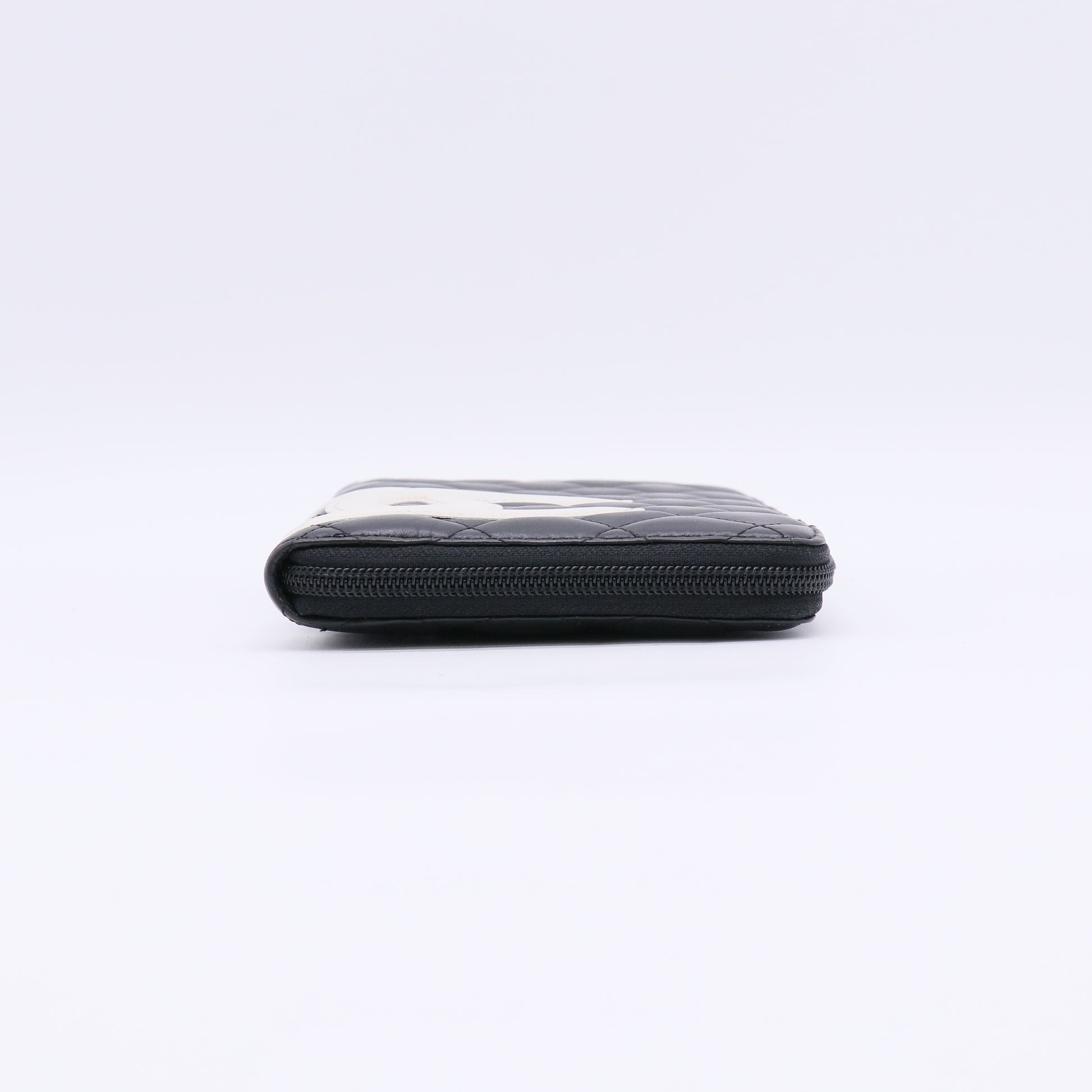 Calfskin Cambon Zip Around Organizer Wallet Black White W22518