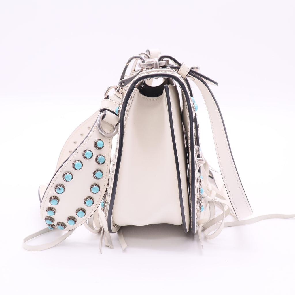 Prada City Folk Cahier Calfskin Studded Crossbody Bag twins