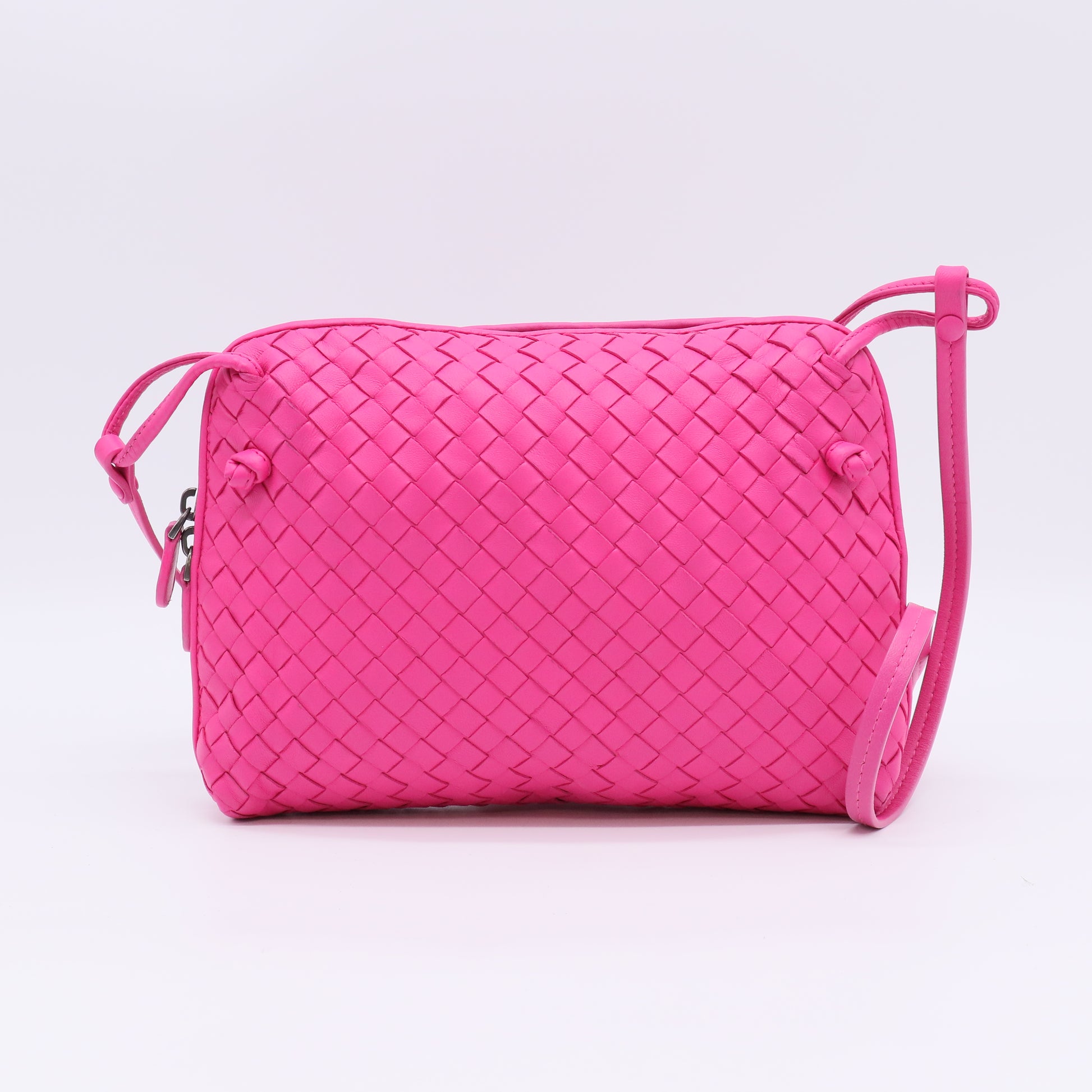 Bottega Veneta Nappa Intrecciato Small Nodini Bag in Shocking Pink B23213