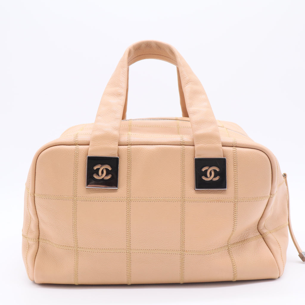 Beige Square Quilt Bowler Bag twins