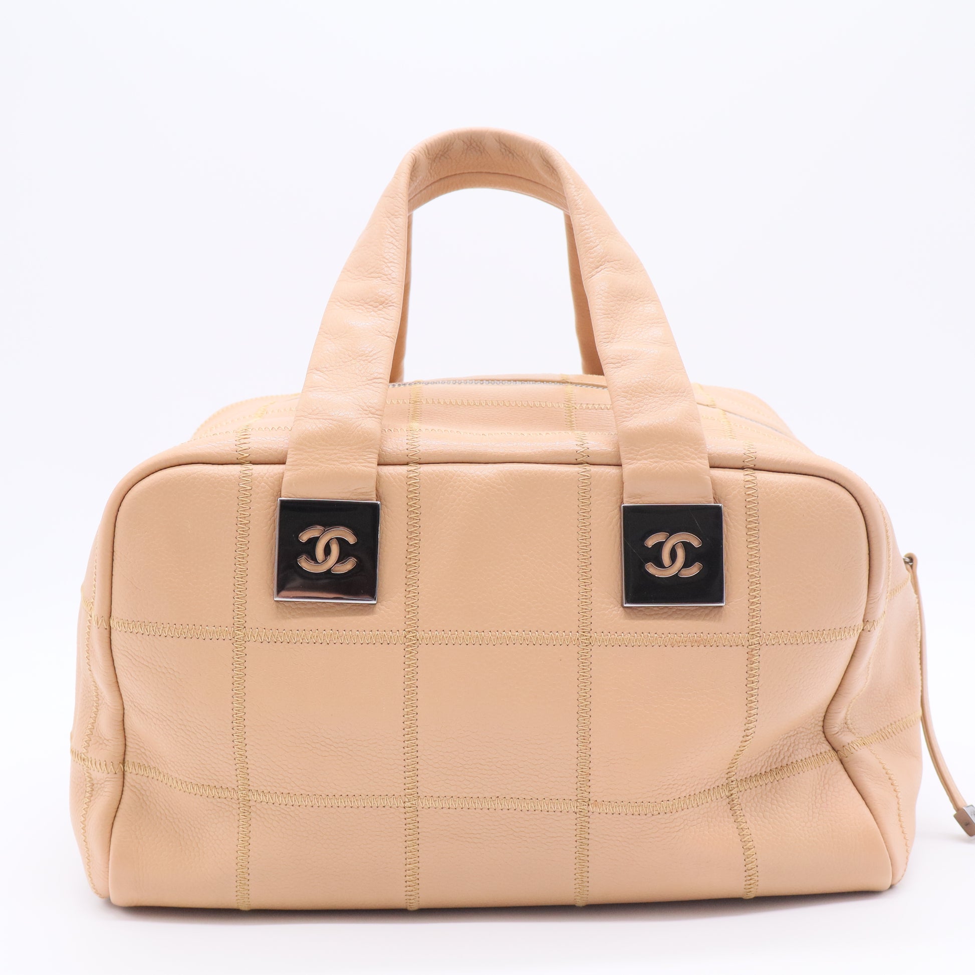 Beige Square Quilt Bowler Bag twins