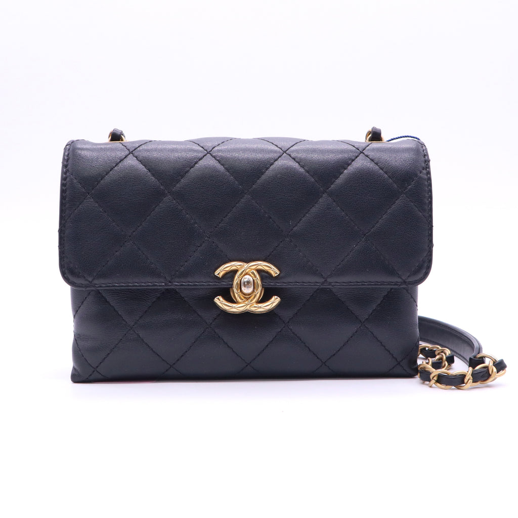 Calfskin  Flap Bag Black Twins LDJ3557