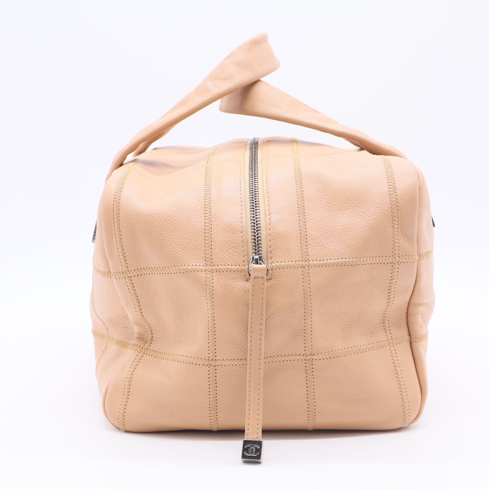 Beige Square Quilt Bowler Bag twins