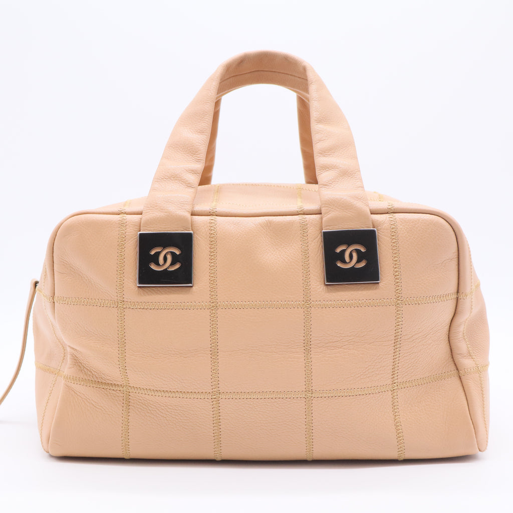 Beige Square Quilt Bowler Bag twins