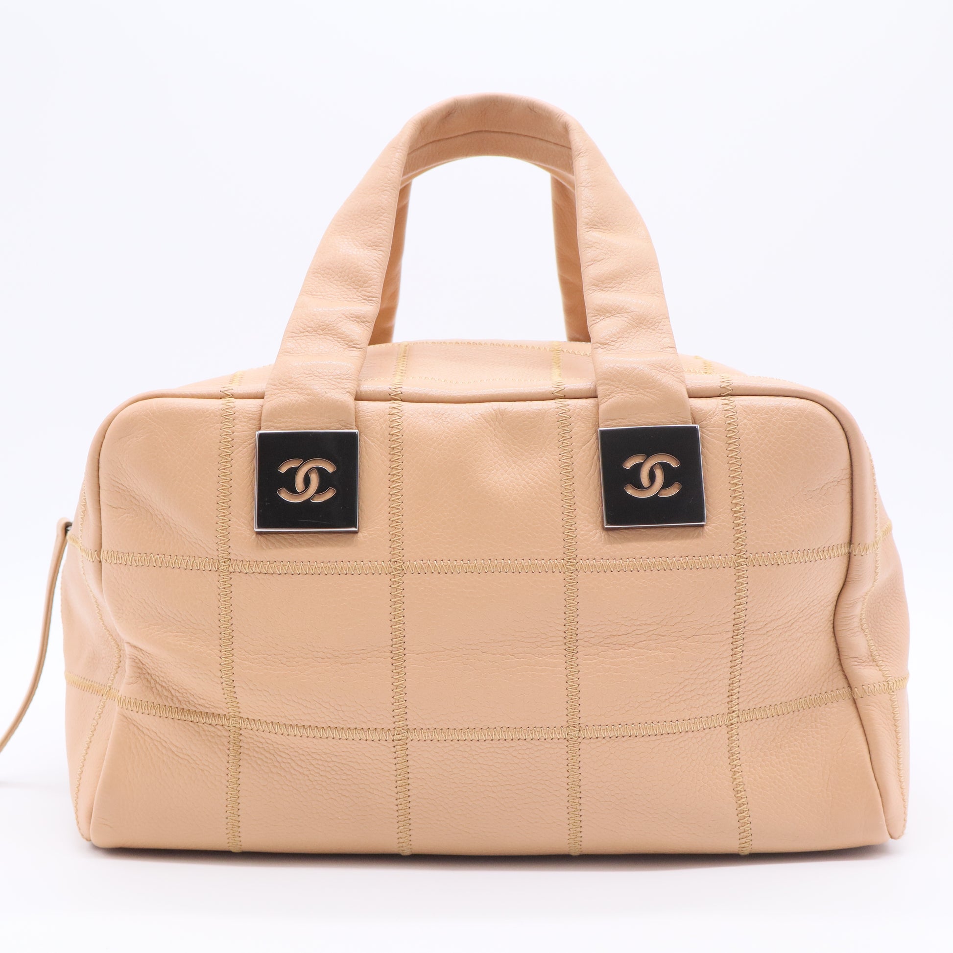 Beige Square Quilt Bowler Bag twins