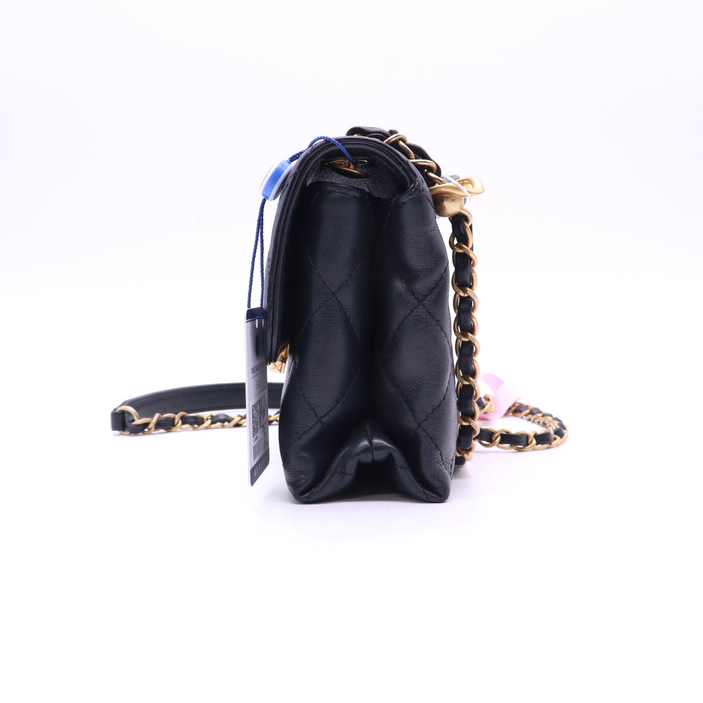 Calfskin  Flap Bag Black Twins LDJ3557
