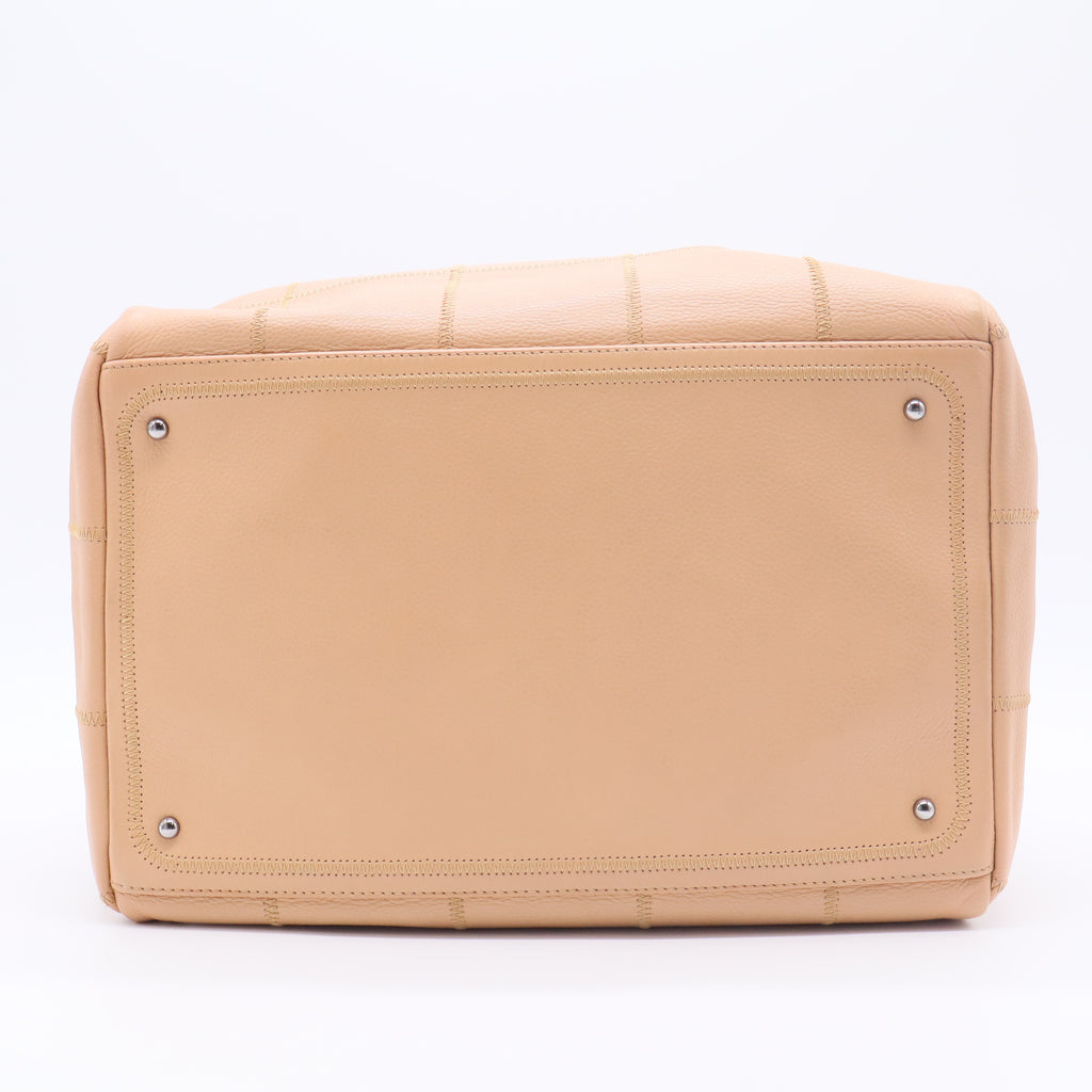 Beige Square Quilt Bowler Bag twins