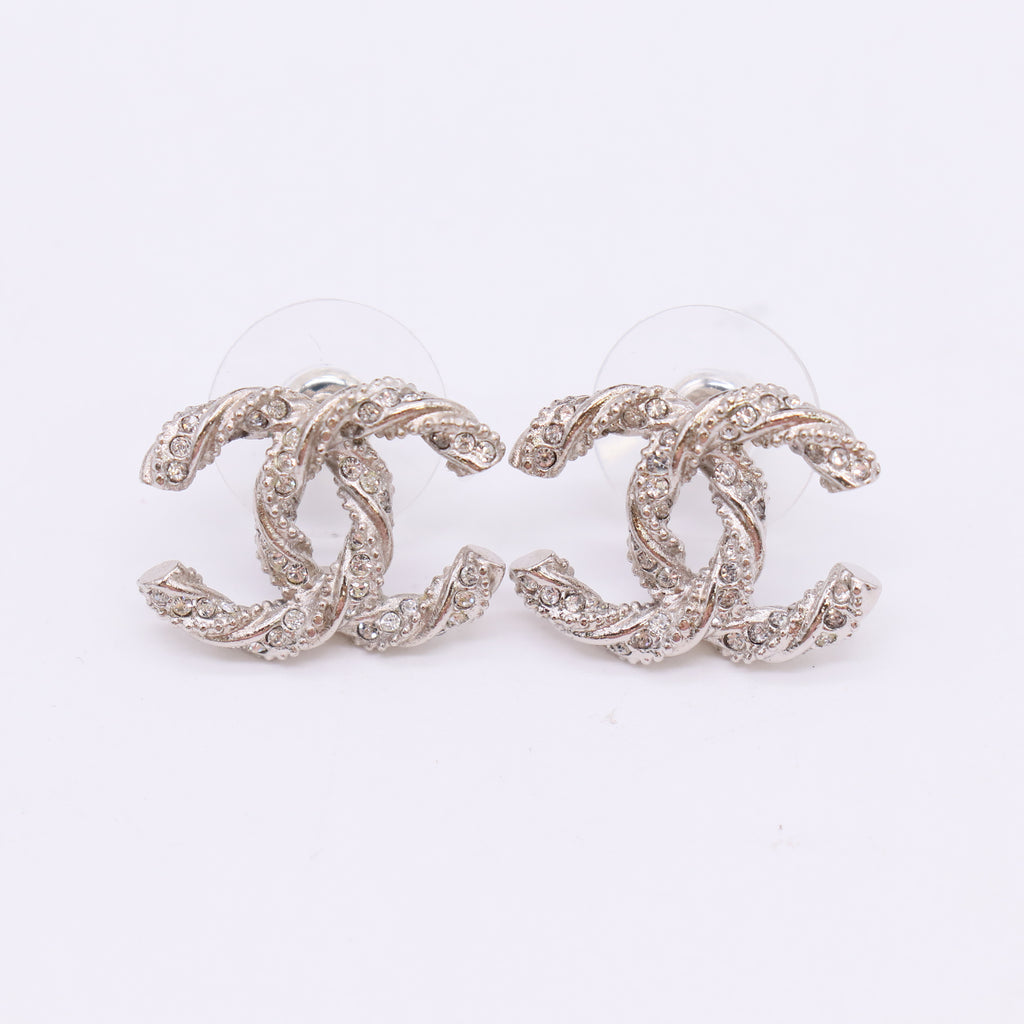 Twisted CC Earrings Silver W22987