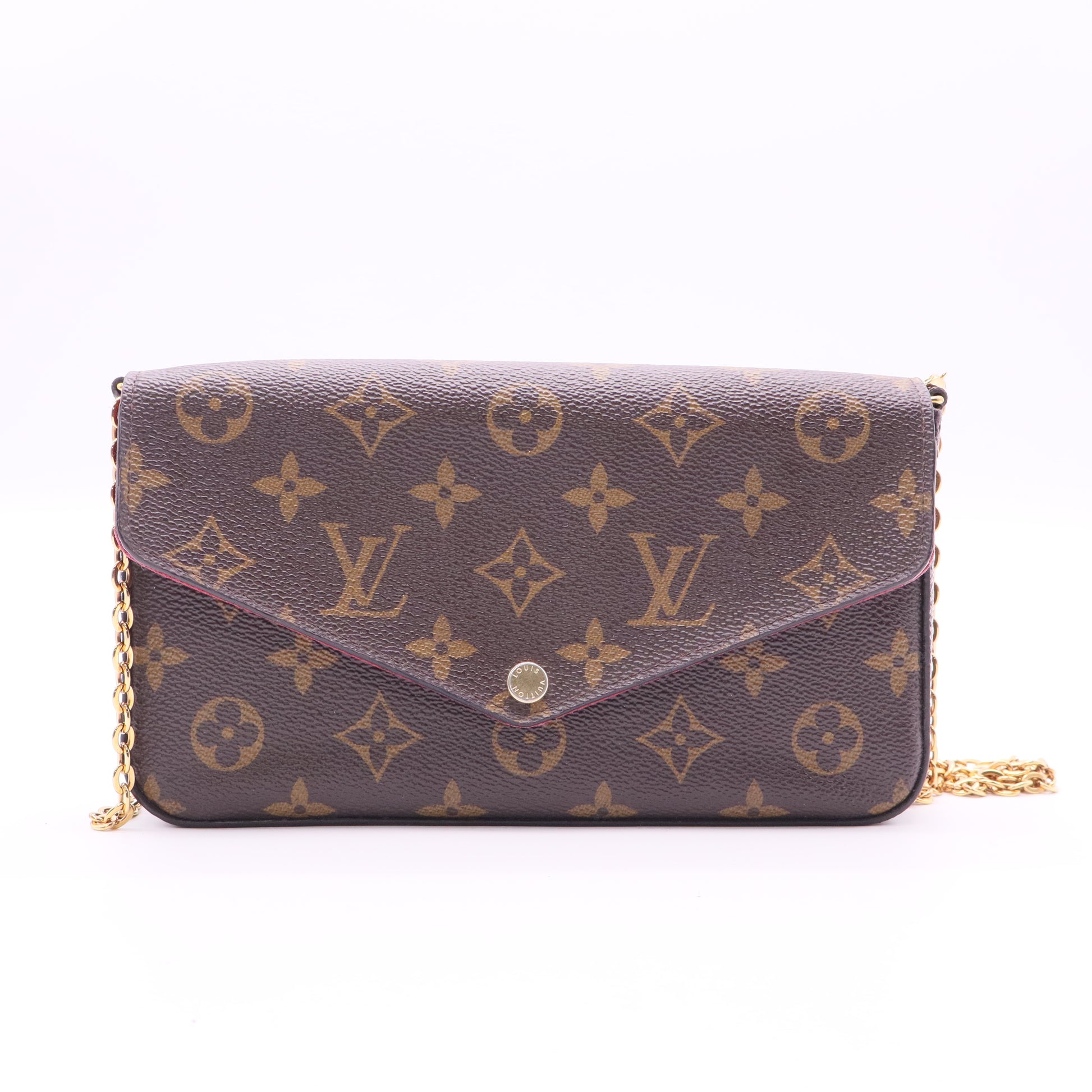 LOUIS VUITTON Monogram Pochette Felicie Gold Buckle Chain Shoulder Bag twins