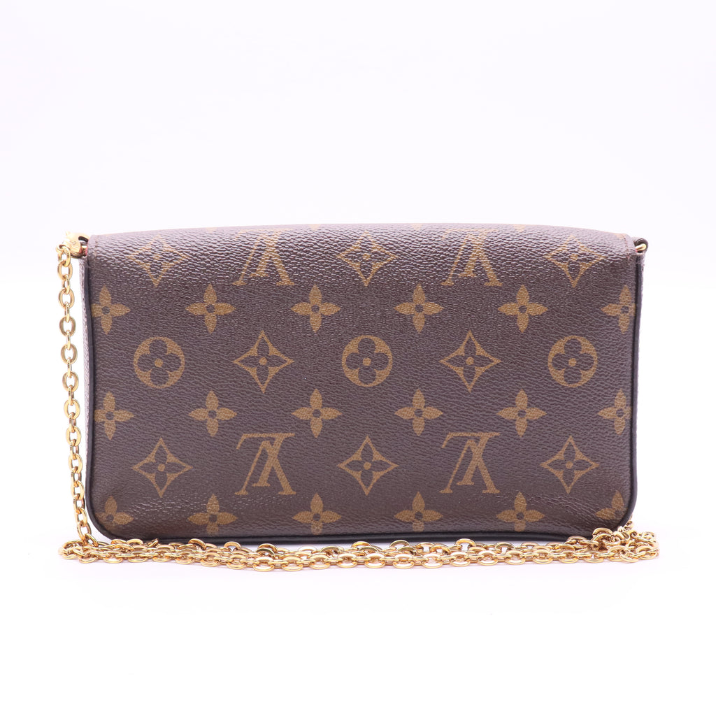 LOUIS VUITTON Monogram Pochette Felicie Gold Buckle Chain Shoulder Bag twins