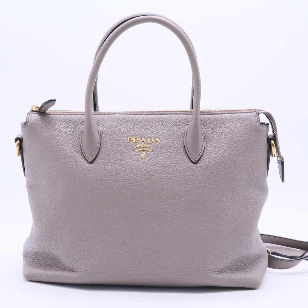 Dual Strap Zip Tote Vitello Daino Medium B20186