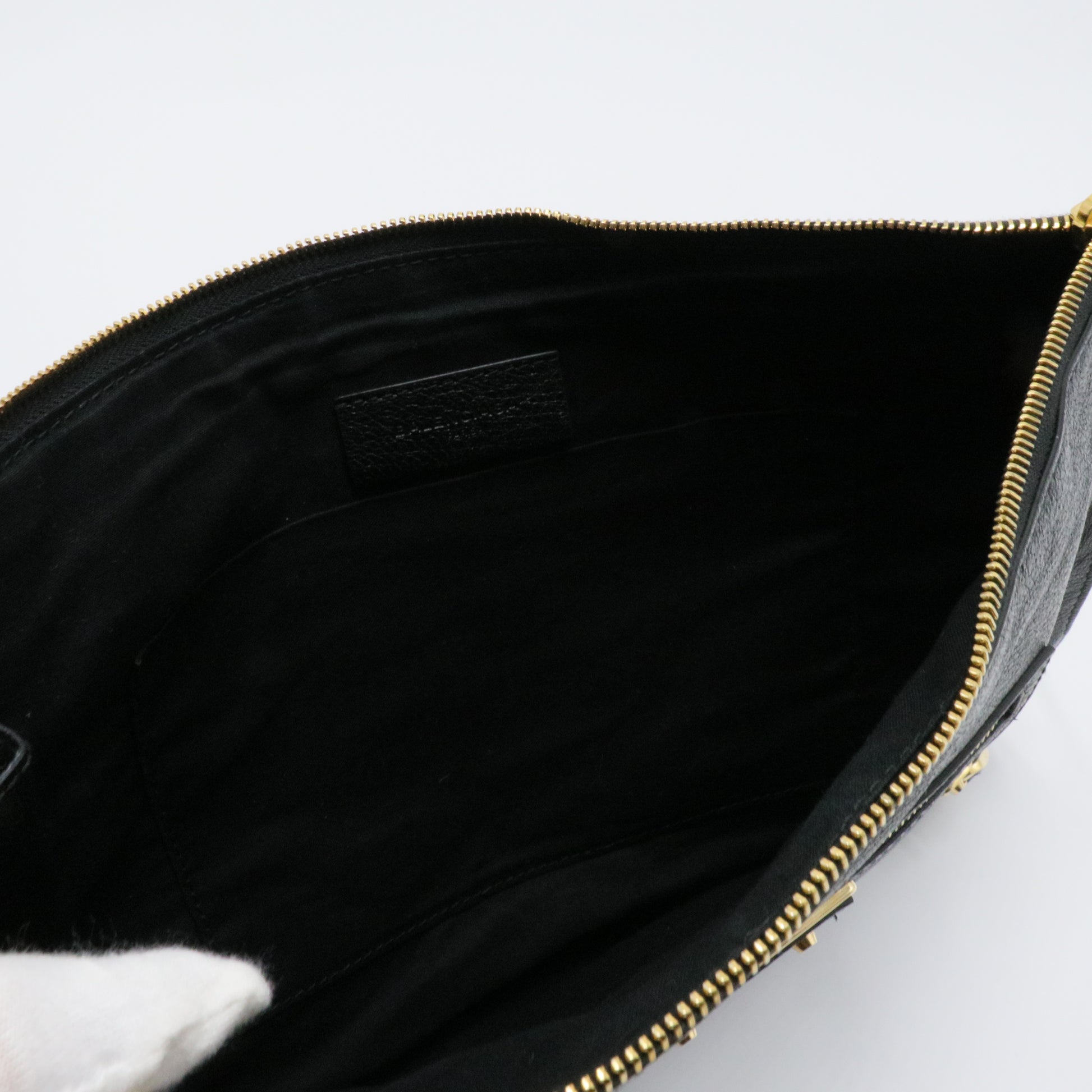 Classic Pouch Metallic Edge Leather Clutch