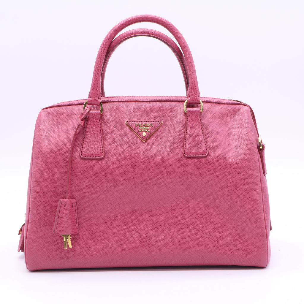 Prada Old Rose Saffiano Lux Leather Bowler Bag  B20849