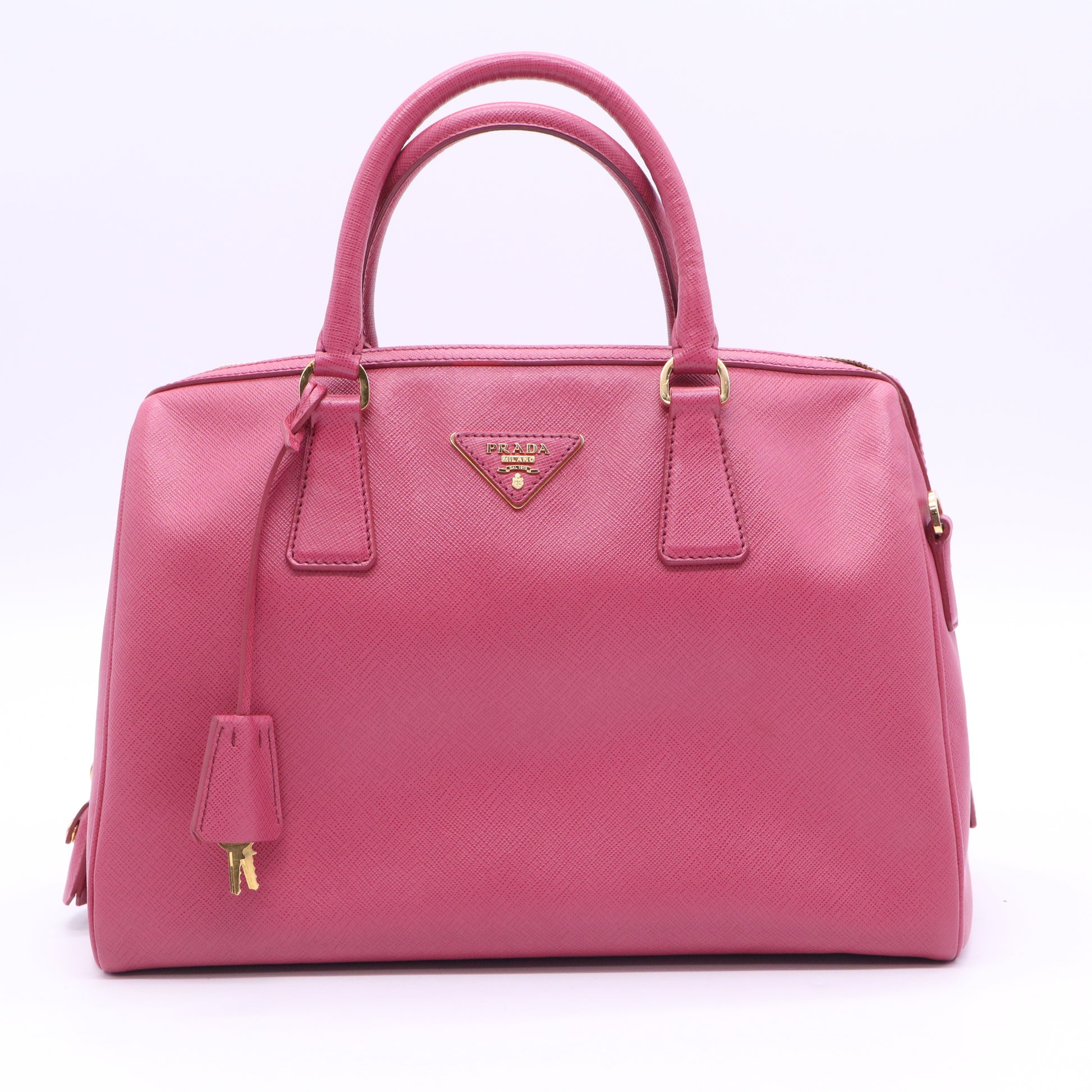 Prada Old Rose Saffiano Lux Leather Bowler Bag  B20849