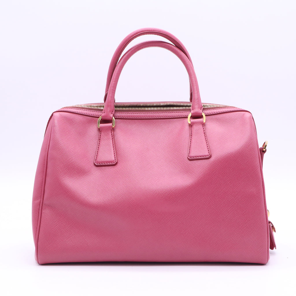 Prada Old Rose Saffiano Lux Leather Bowler Bag  B20849