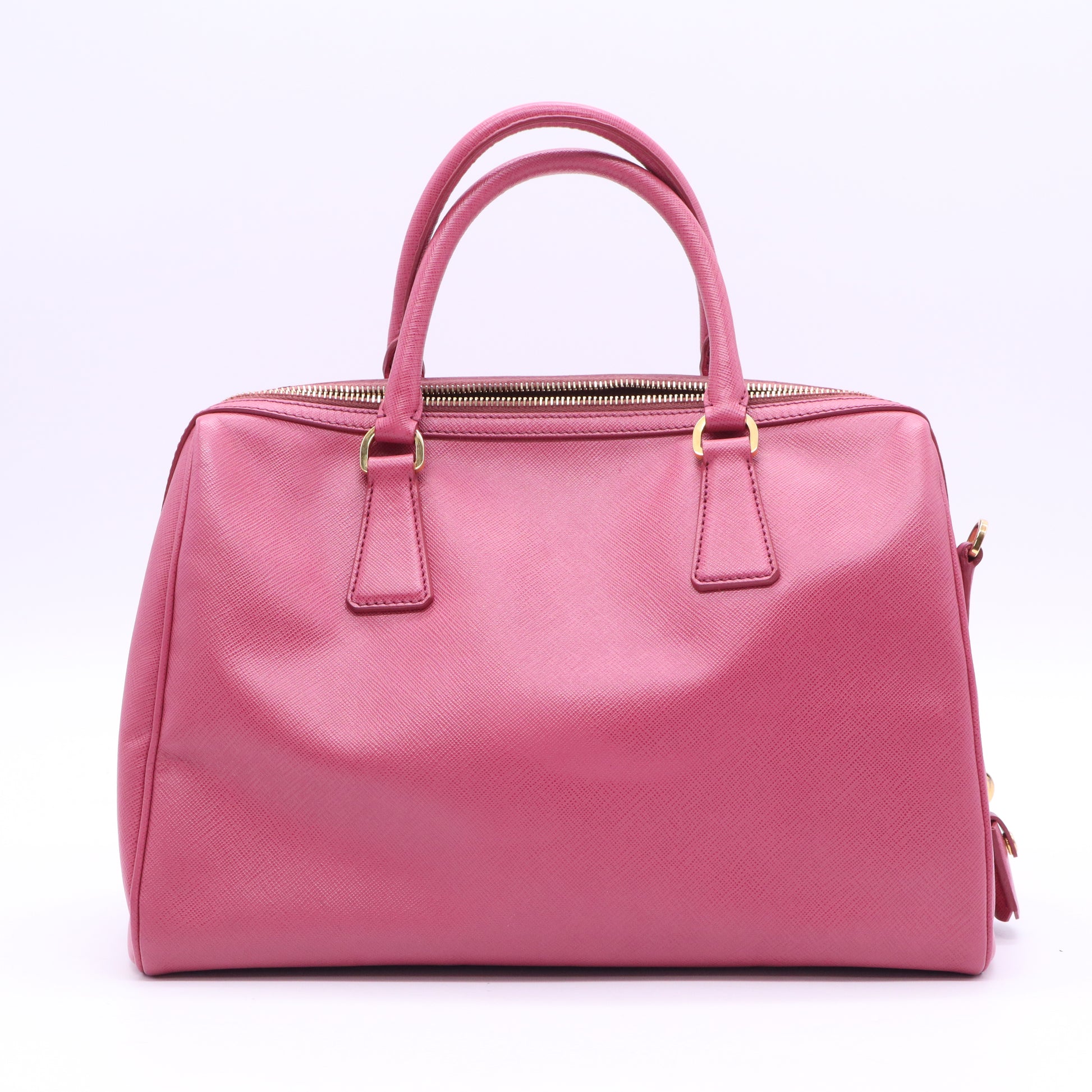 Prada Old Rose Saffiano Lux Leather Bowler Bag  B20849