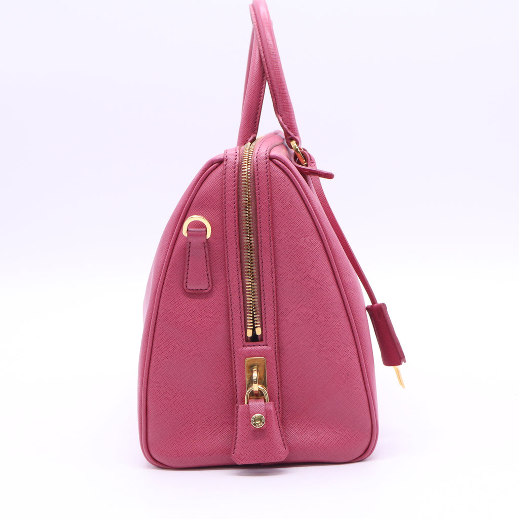 Prada Old Rose Saffiano Lux Leather Bowler Bag  B20849