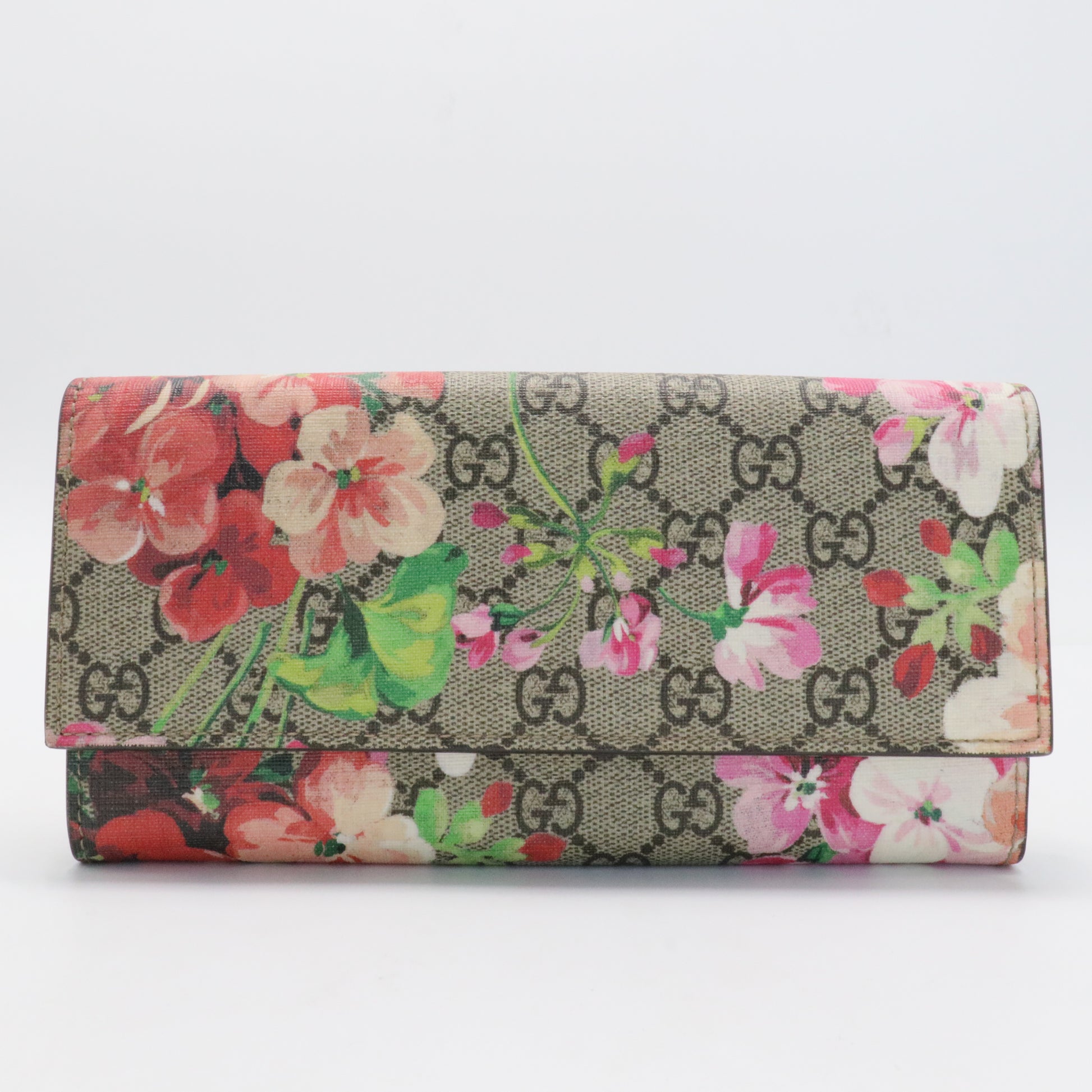 Continental Wallet Blooms Print GG Coated Canvas