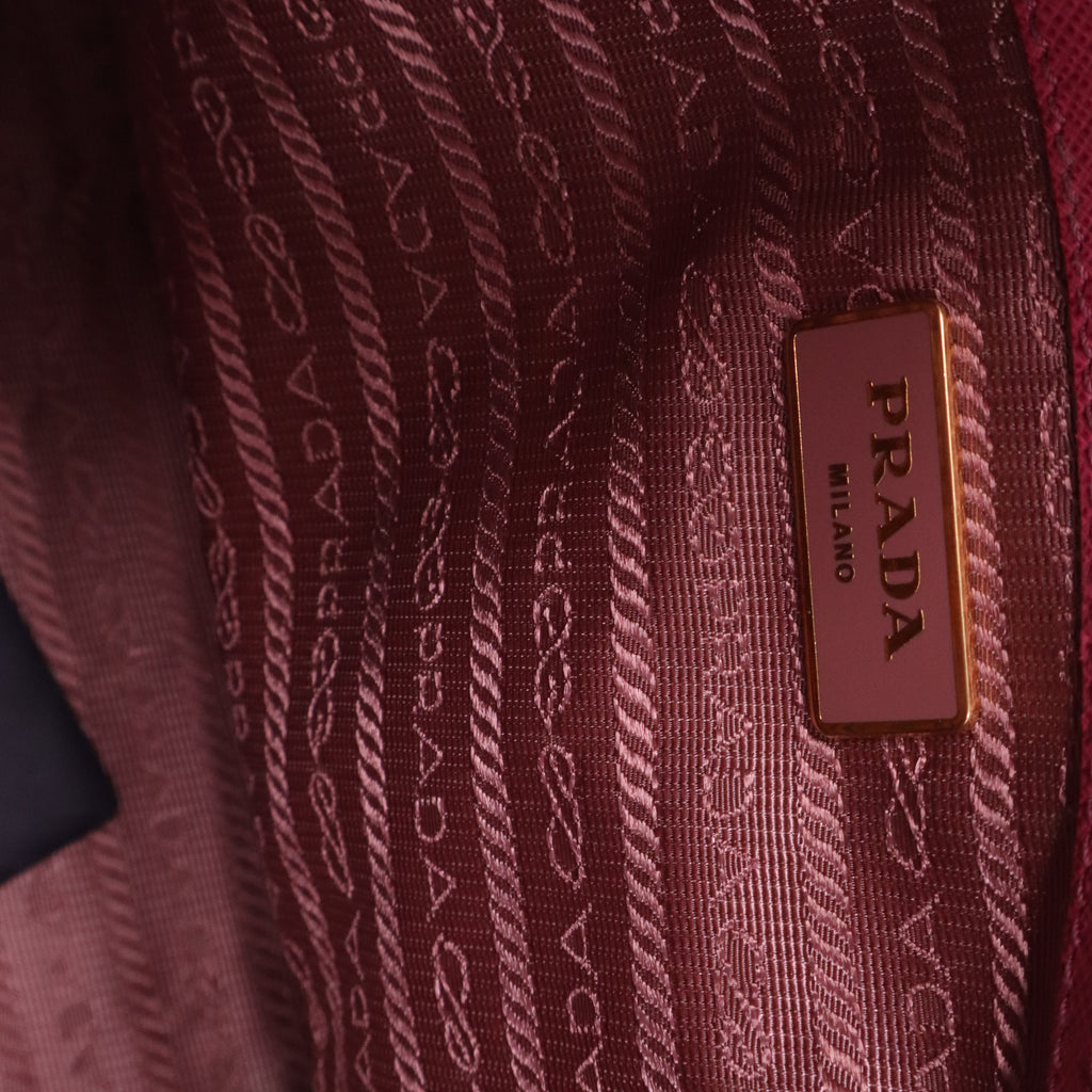Prada Old Rose Saffiano Lux Leather Bowler Bag  B20849