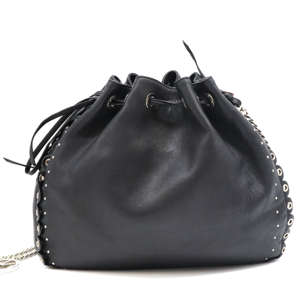 Drawstring Bucket Bag Leather