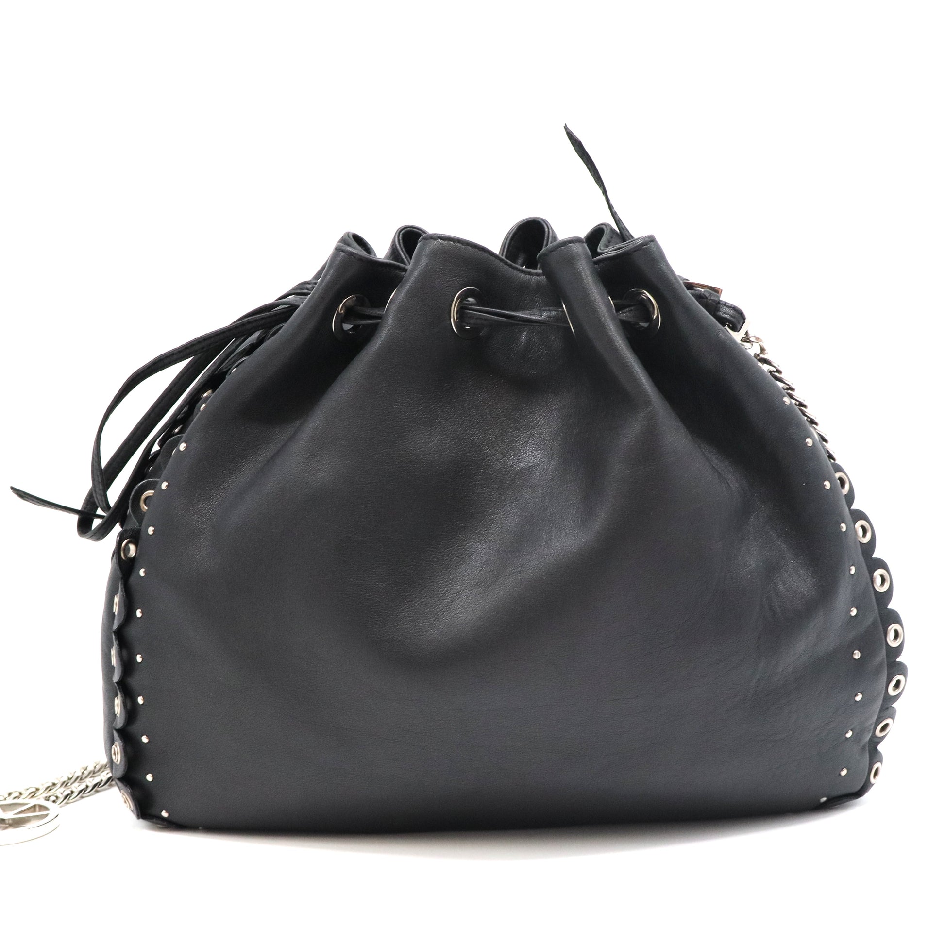 Drawstring Bucket Bag Leather