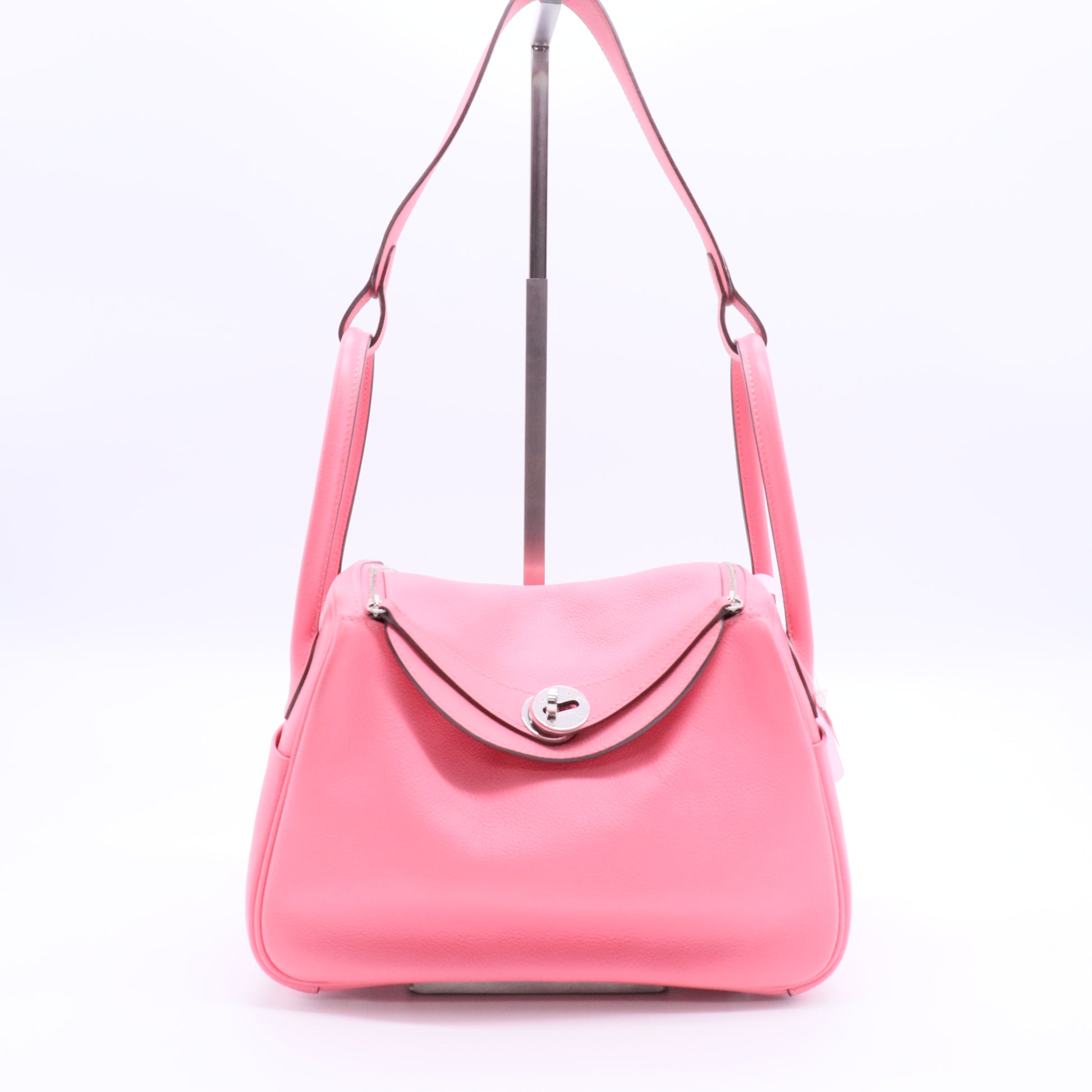 Hermès Lindy 26 Rose Texas Evercolor Palladium Hardware Twins LDJ2812
