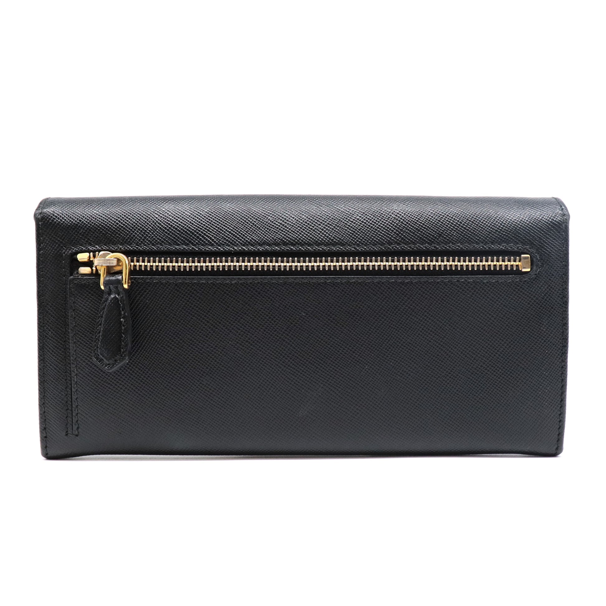 Black Saffiano Metal Leather Continental Wallet