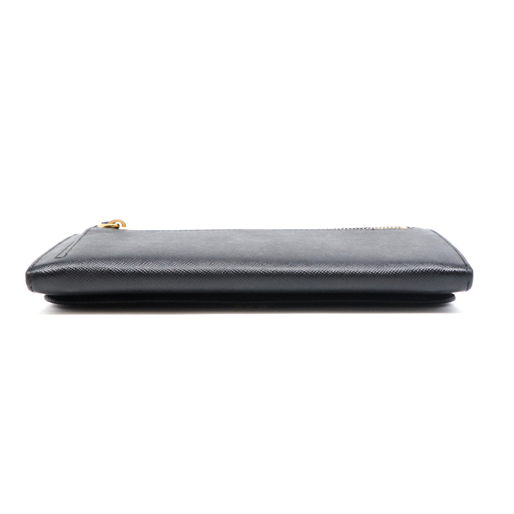 Black Saffiano Metal Leather Continental Wallet