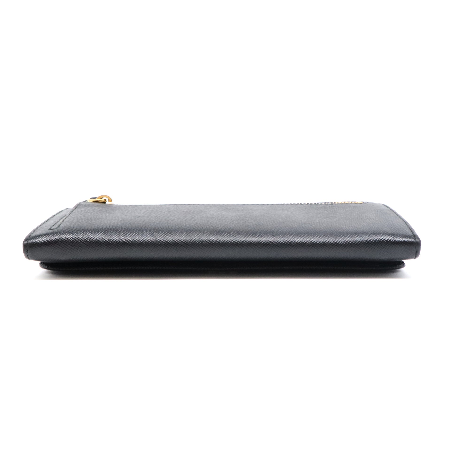 Black Saffiano Metal Leather Continental Wallet