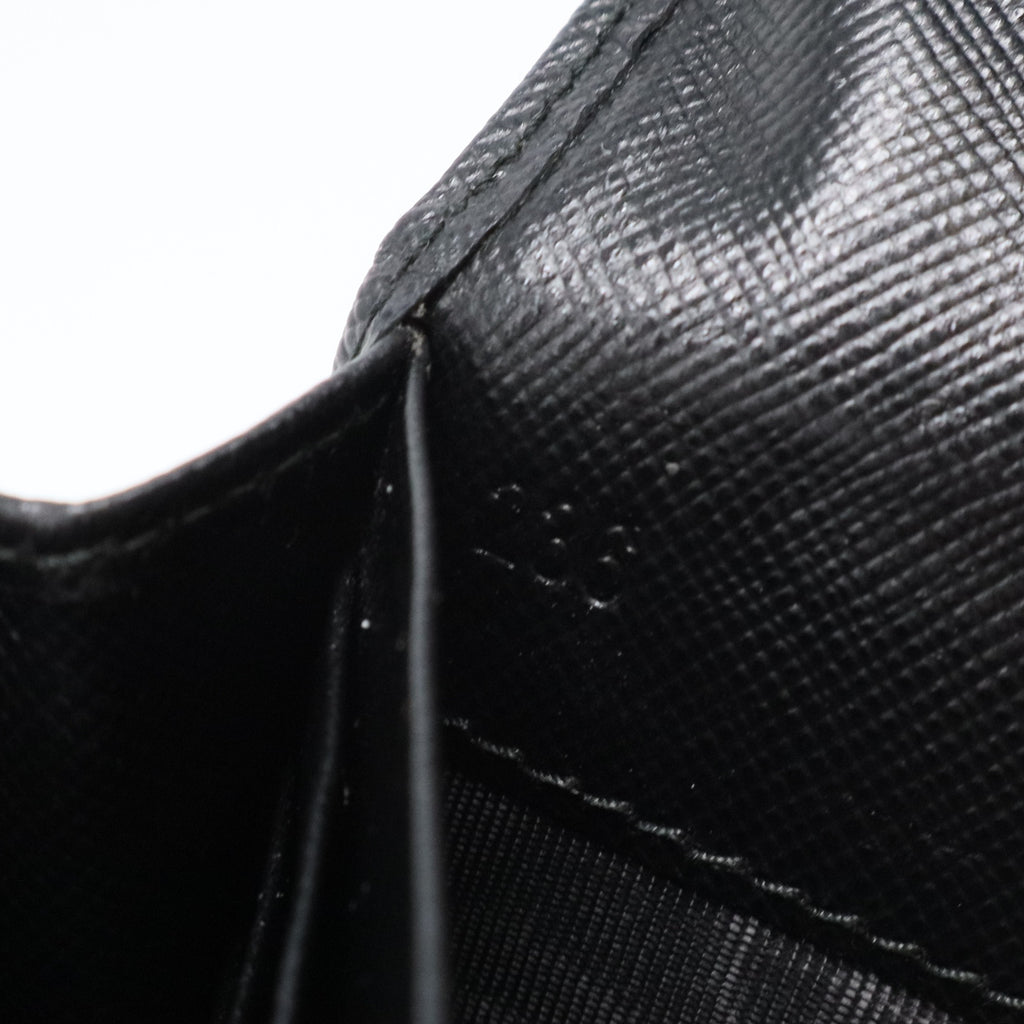 Black Saffiano Metal Leather Continental Wallet