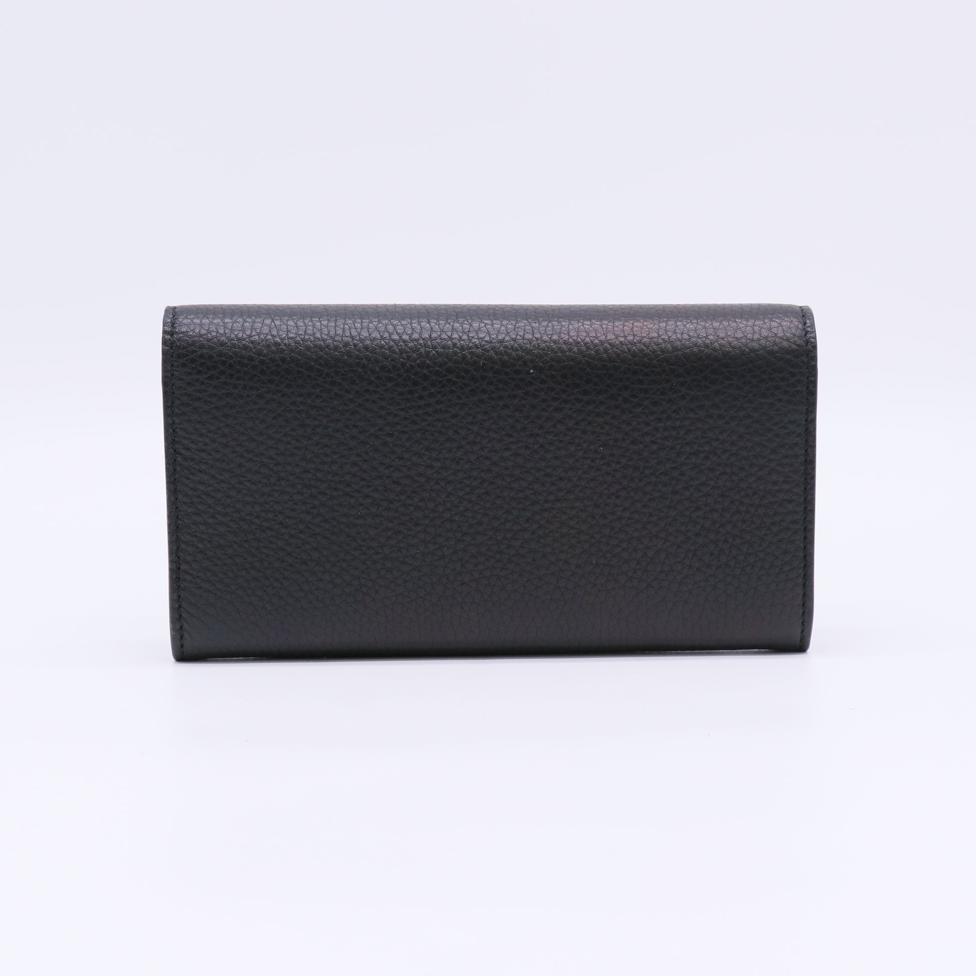 Gucci Black Leather Animalier Continental Wallet W22551
