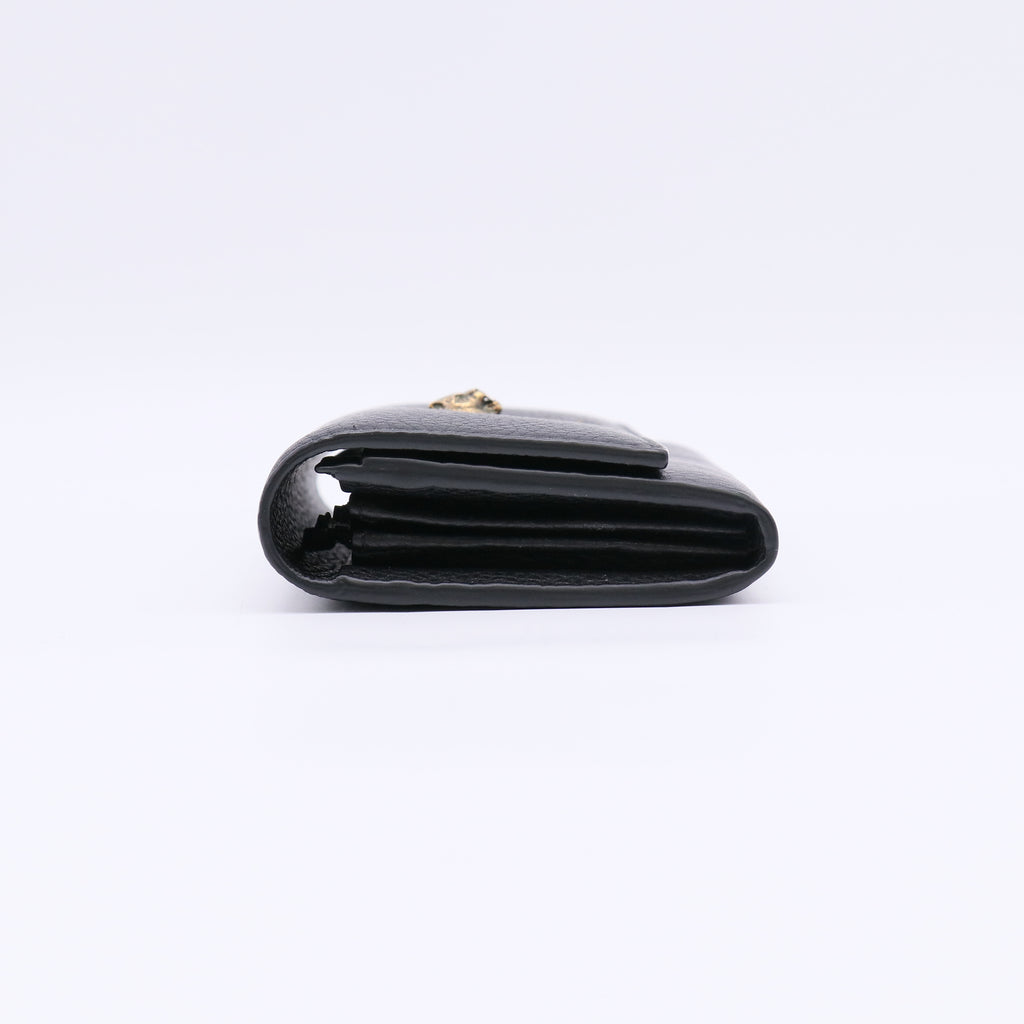 Gucci Black Leather Animalier Continental Wallet W22551