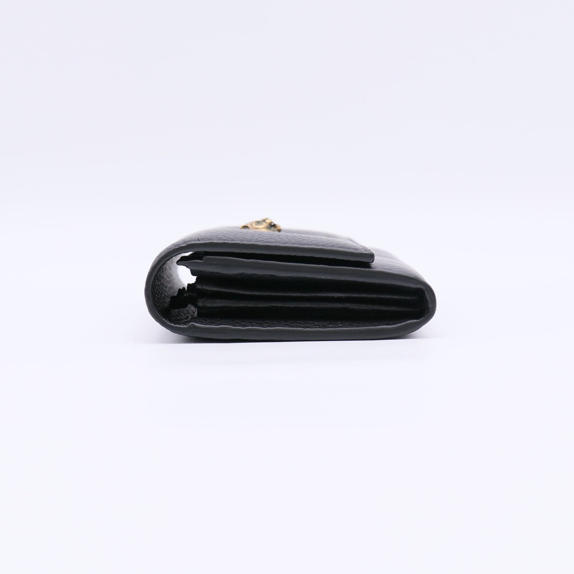 Gucci Black Leather Animalier Continental Wallet W22551