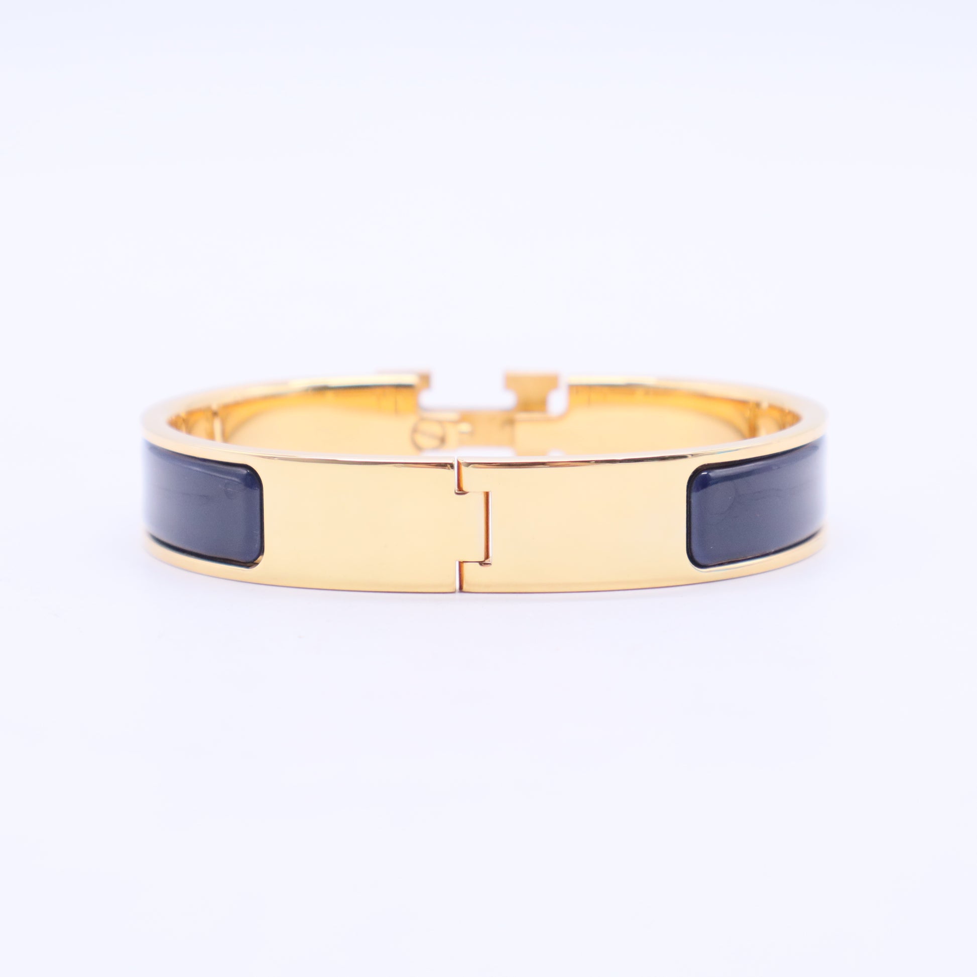Clic Clac H Bleu Nuit Enamel Gold Plated Bracelet W20042