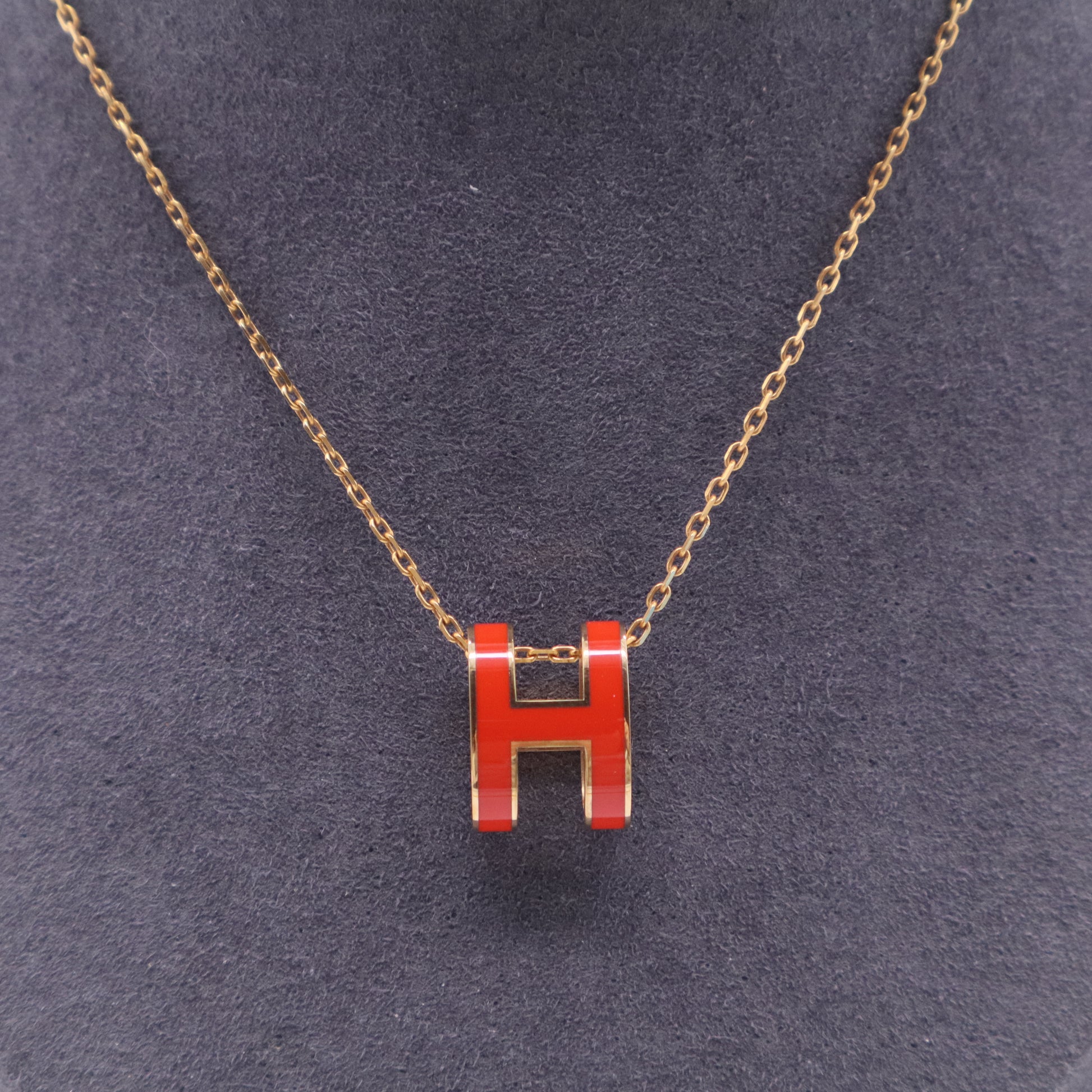 Pop H Pink Lacquered Rose Gold Plated Pendant Necklace W20275