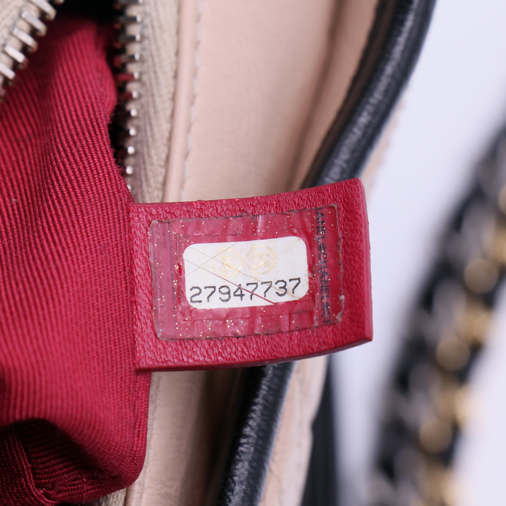 Chanel Aged Calfskin Quilted Medium Gabrielle Hobo Beige Black twins B22029